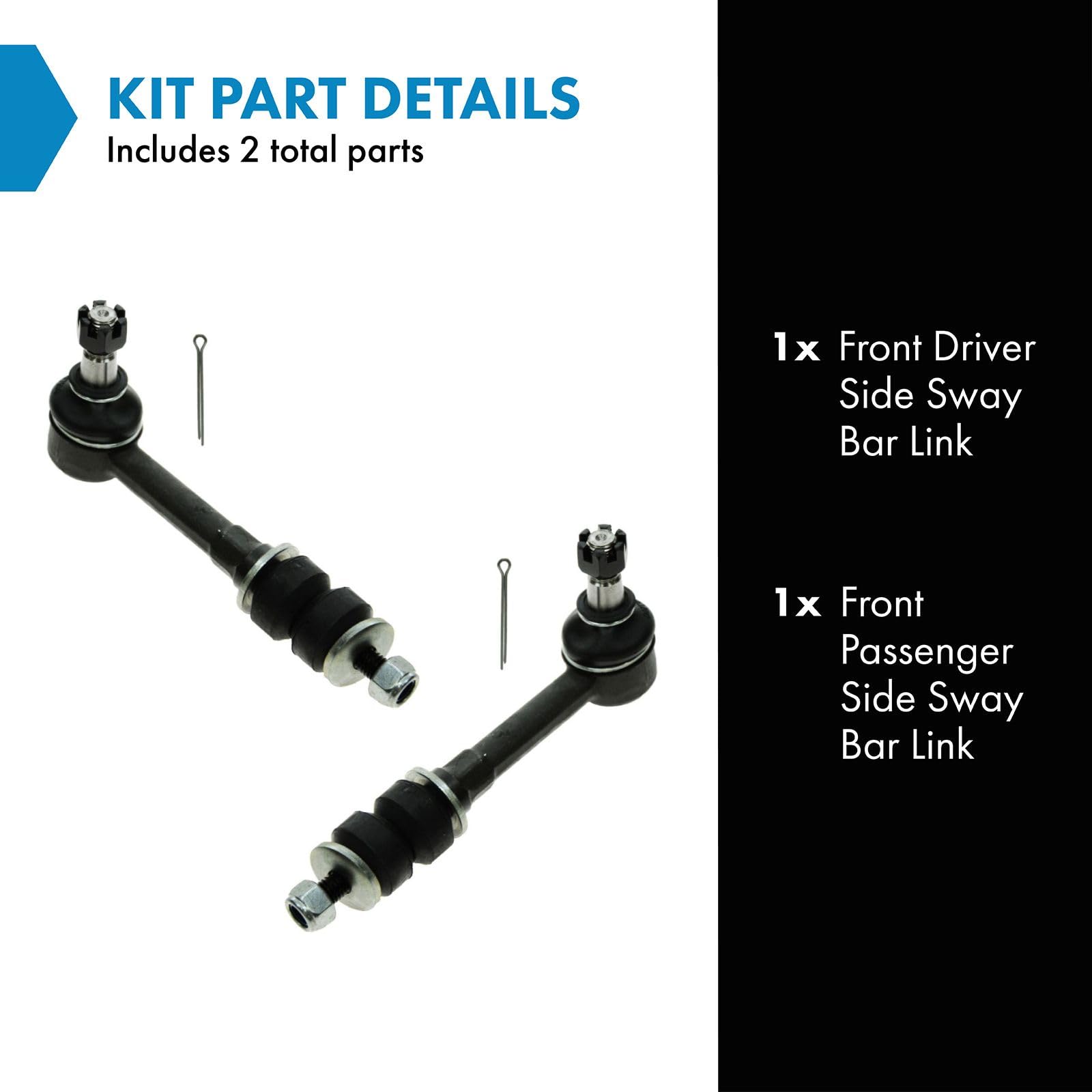 Trq Front Sway Bar Stabilizer Link Set Compatible With 1995-1999 Dodge Ram 1500 Ram 2500 Ram 3500