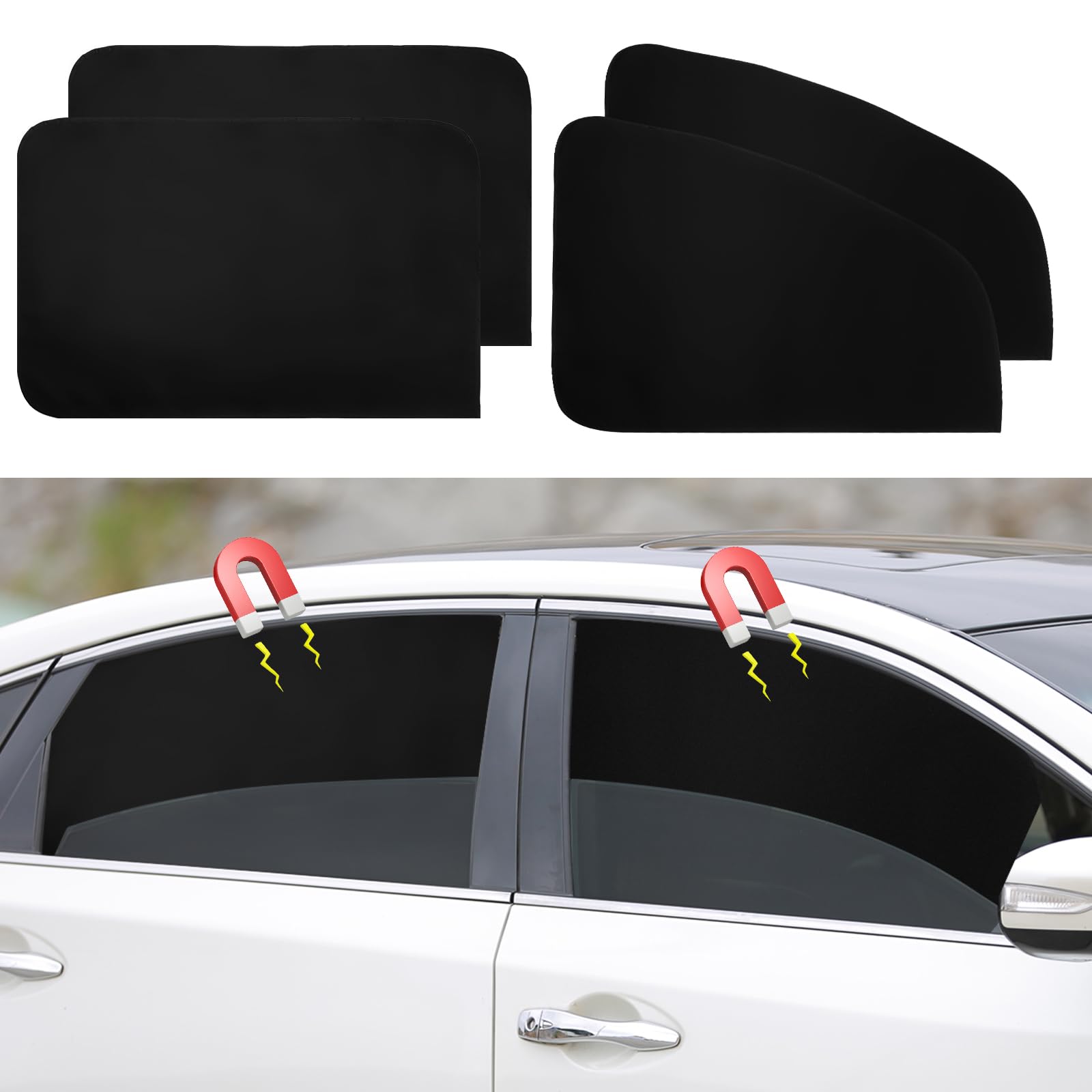 Ovege Car Window Shades Magnetic 4pcs-Blackout Side Window Shade for Baby in Car Privacy Curtain UV Protection
