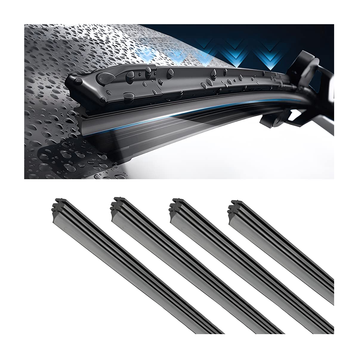 4 Pieces Windshield Wiper Blades Refills, Diy Adjustable Car Windscreen Wiper Rubber Strips, Frameless Window Boneless Insert Si