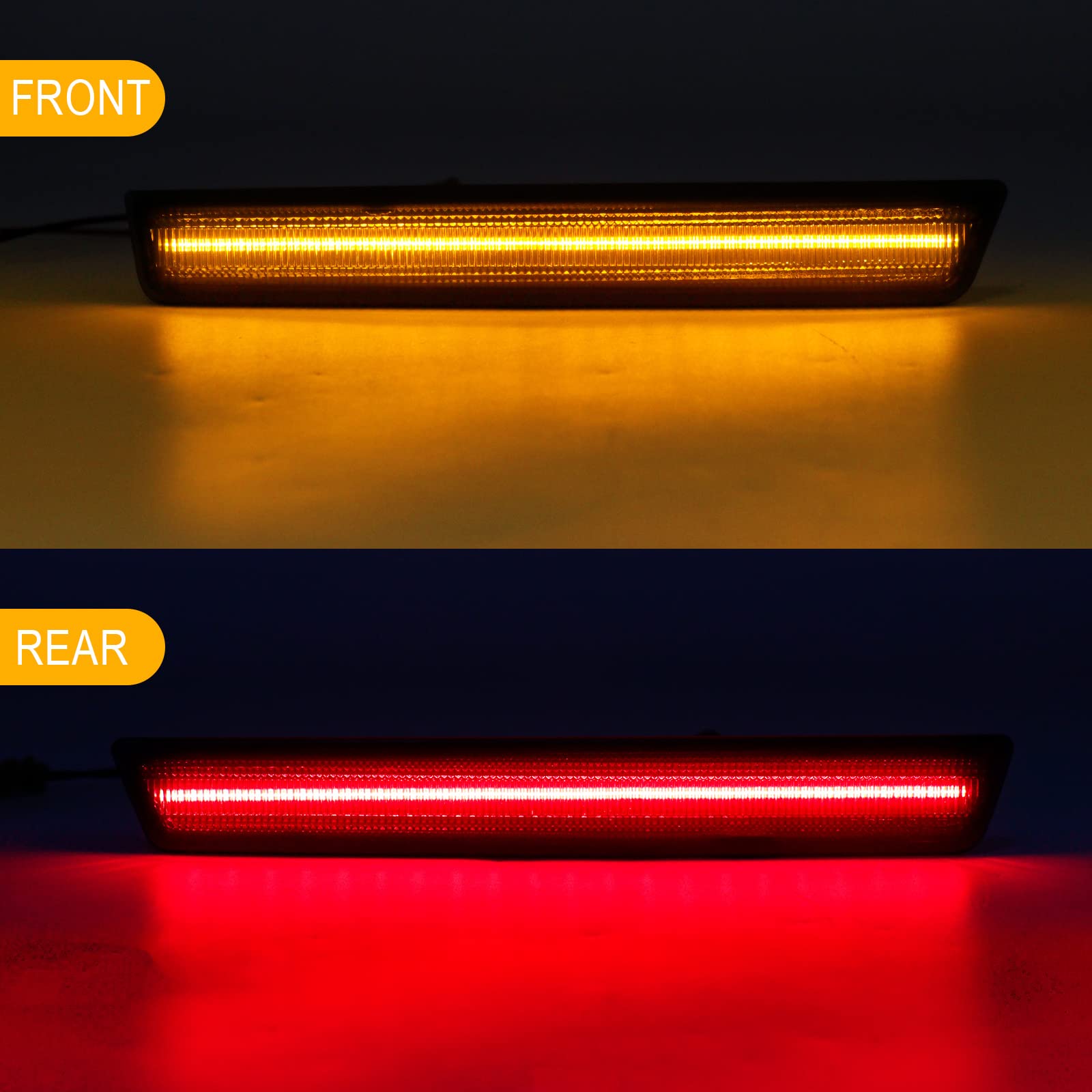 R&F Auto 4Pcs Led Amber Red Side Marker Lights For Challenger 2015-2023, Smoked Lens, Replace Oem#: 68195788Ab, 68195797Ab