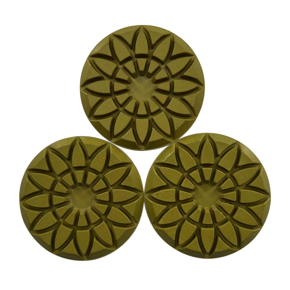 3 Resin Bond Diamond Polishing Pads, Dark Resin, Set of 3, 6mm Segment Height, Dry or Wet, #100 Grit