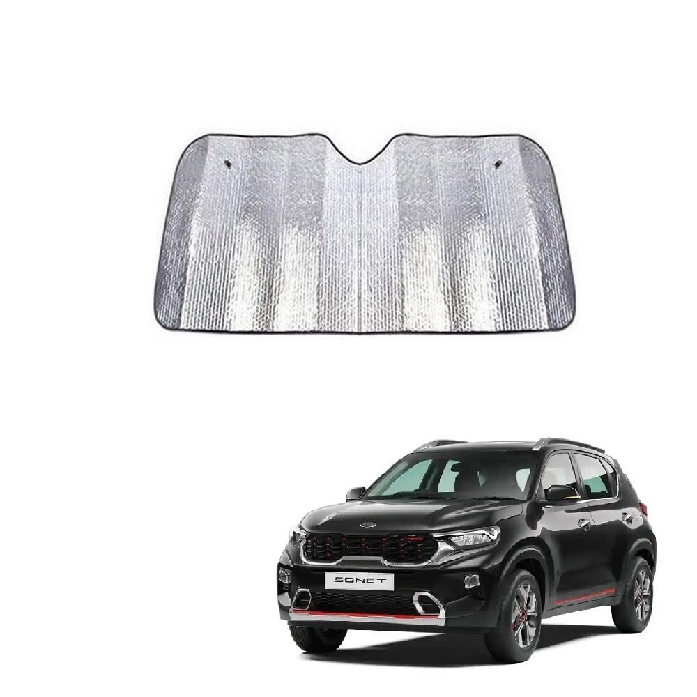 Car Windshield Silver Parking Foldable Sunshade for Heat Protection Useful on Front and Rear Windshield Glass Suitable for Kia S