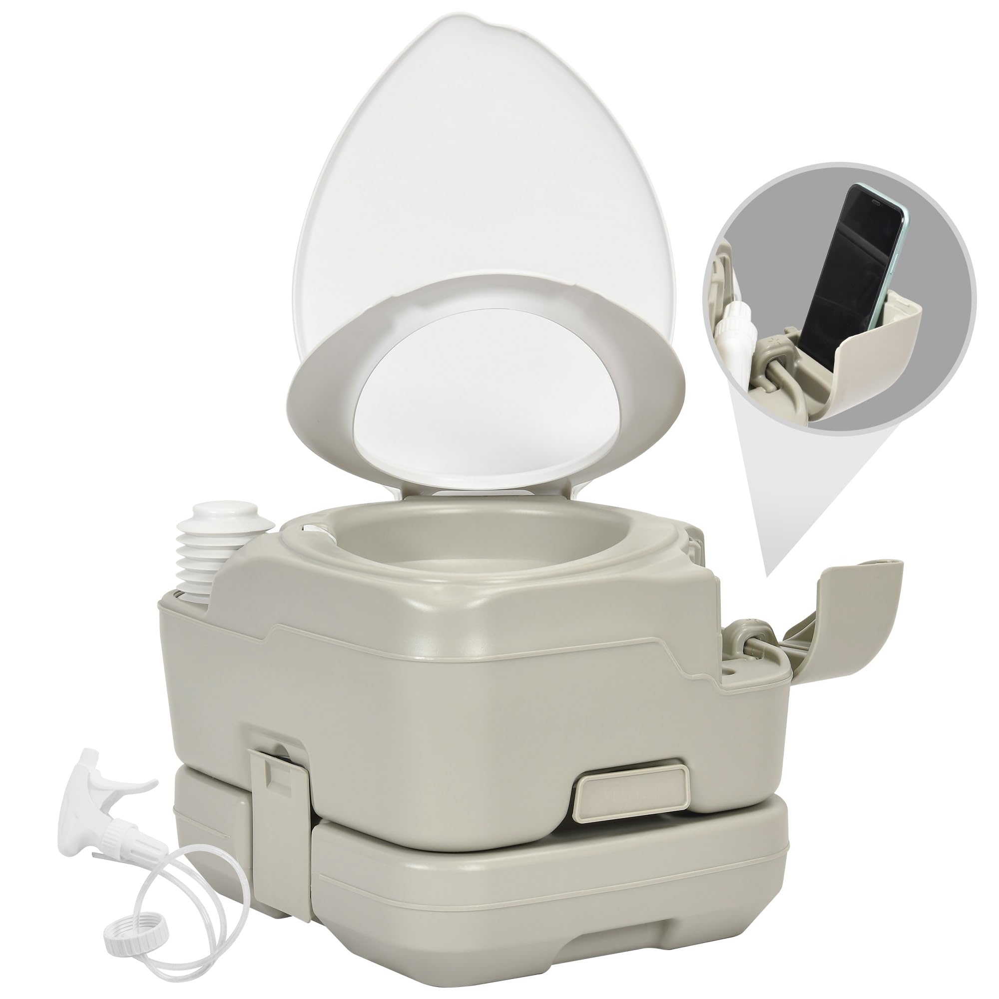 Yitahome Portable Toilet 2.64 Gal Camping Porta Potty With Diagonal Enlargerd Bowl, Hand Sprayer And Press Flush Pump, Space Sav