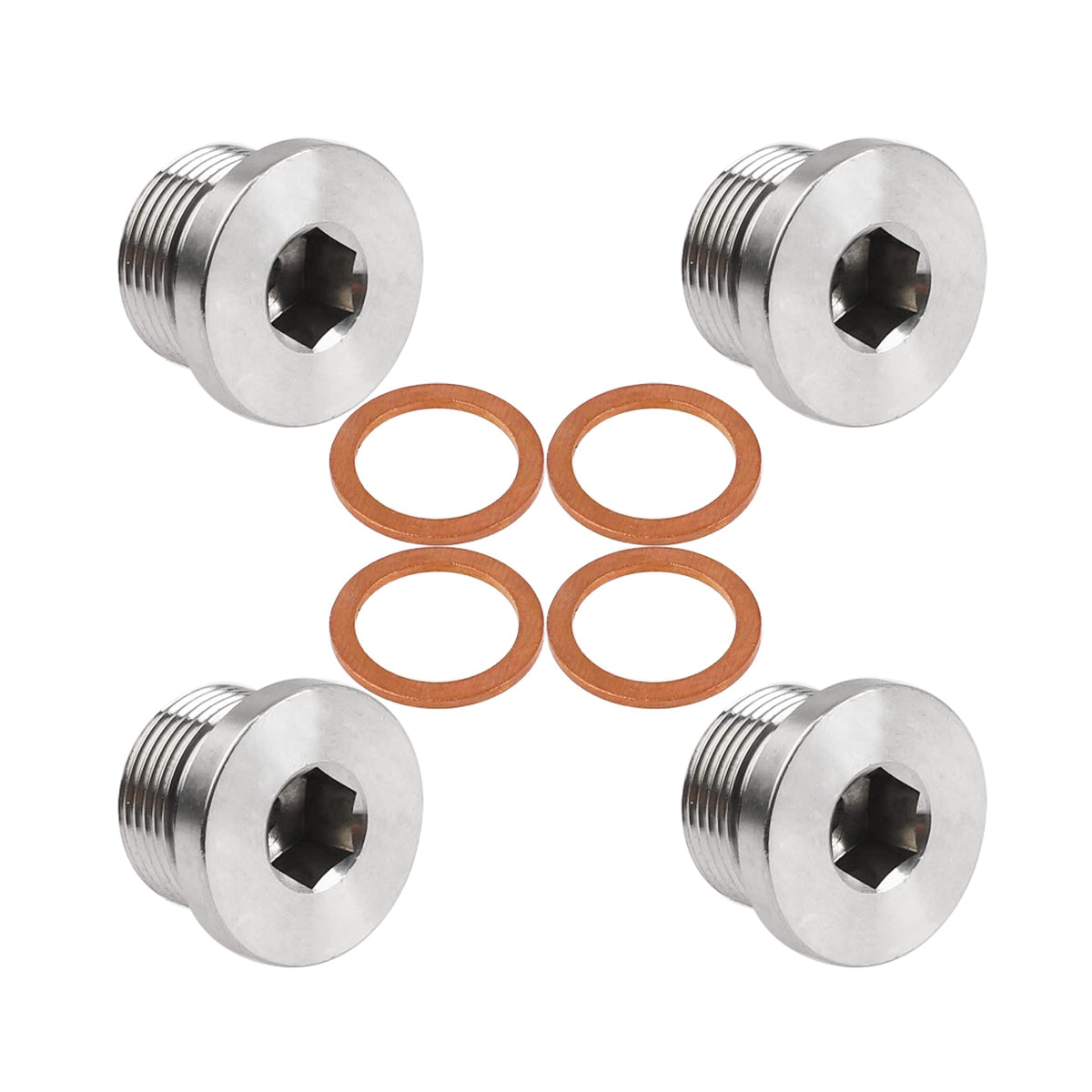 Rrina 4Pcs 304 Stainless Steel M18X1.5 Inner Hex Head O2 Oxygen Sensor Plug