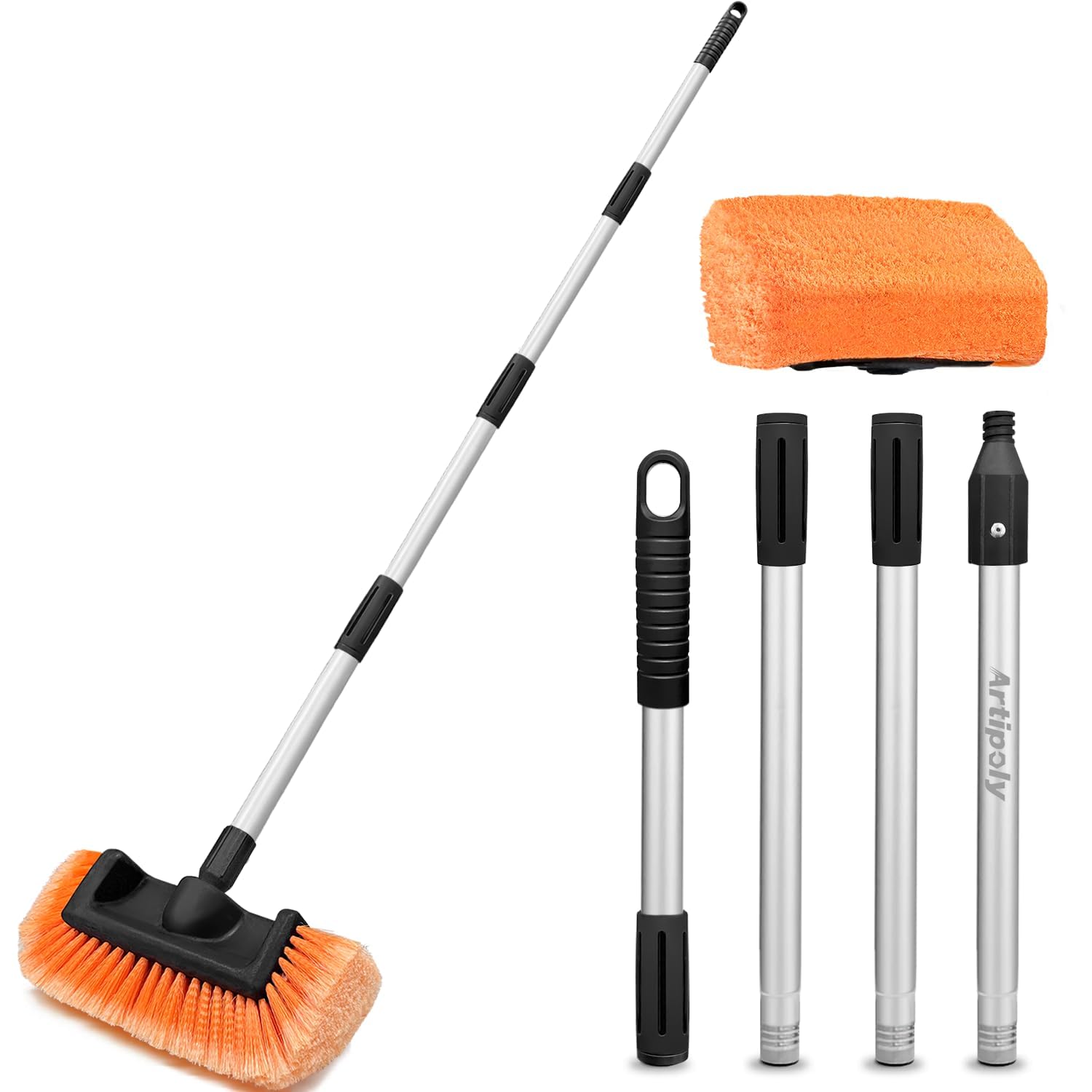 ARTIPOLY 65 Five-Sided Car Wash Brush with Extension Pole, Car Wash 12 Dip Soft Five-Sided Brush, No Scratch Car Cleaning Brush 