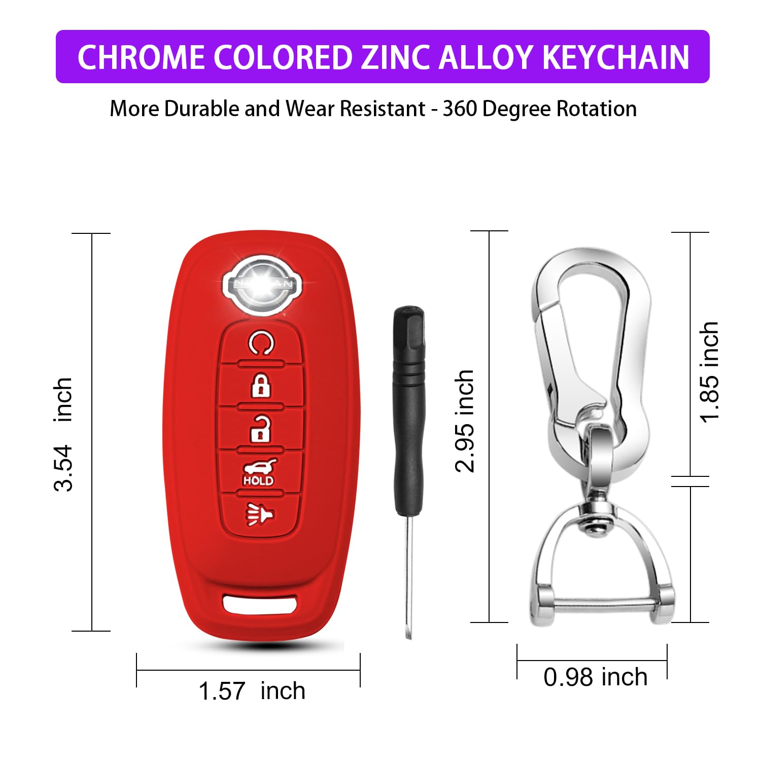 QBUC Key Fob Cover for Nissan, Car Key Fob Protector 5 Buttons Key Case Compatible with 2025 2024 2023 Pathfinder Rogue with Met