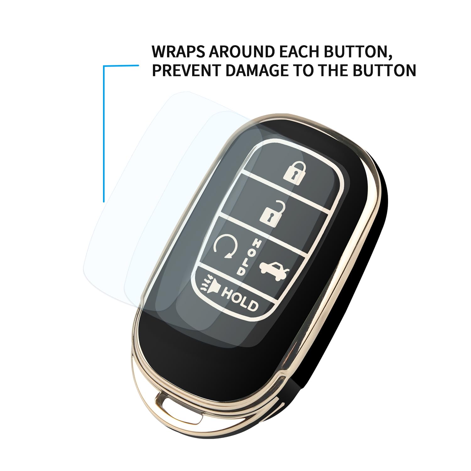 Qbuc For Honda Key Fob Cover, Soft Tpu Car Key Case Protector With Leather Keychain Compatible With Honda Accord Civic Hrv Crv P