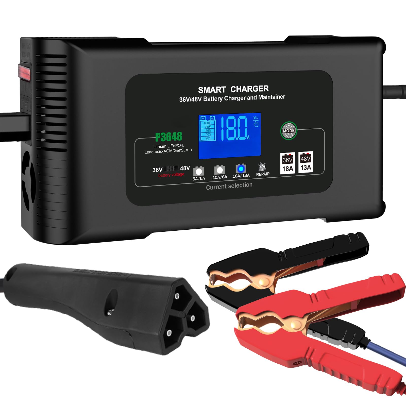 Golf Cart Battery Charger, 48V 13A And 36V 18A Trickle Battery Charger,48 Volt Golf Charger,For Ezgo Rxv&Txt Smart Charger,Lithium,Lifepo4,Lead-Acid Agm/Gel/Sla..Battery Charger,3-Pin (Delta-Q)