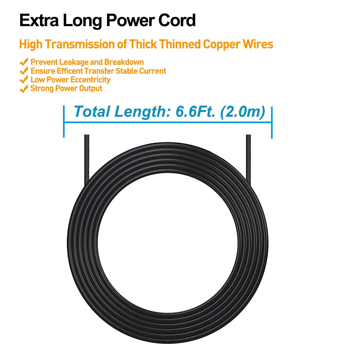 6V Battery Charger for Ride on Toys, 6.6 feet Long Power Cord for Ride on Toddler Quad ATV Hello Kitty SUV, Motorcycle, Truck, R