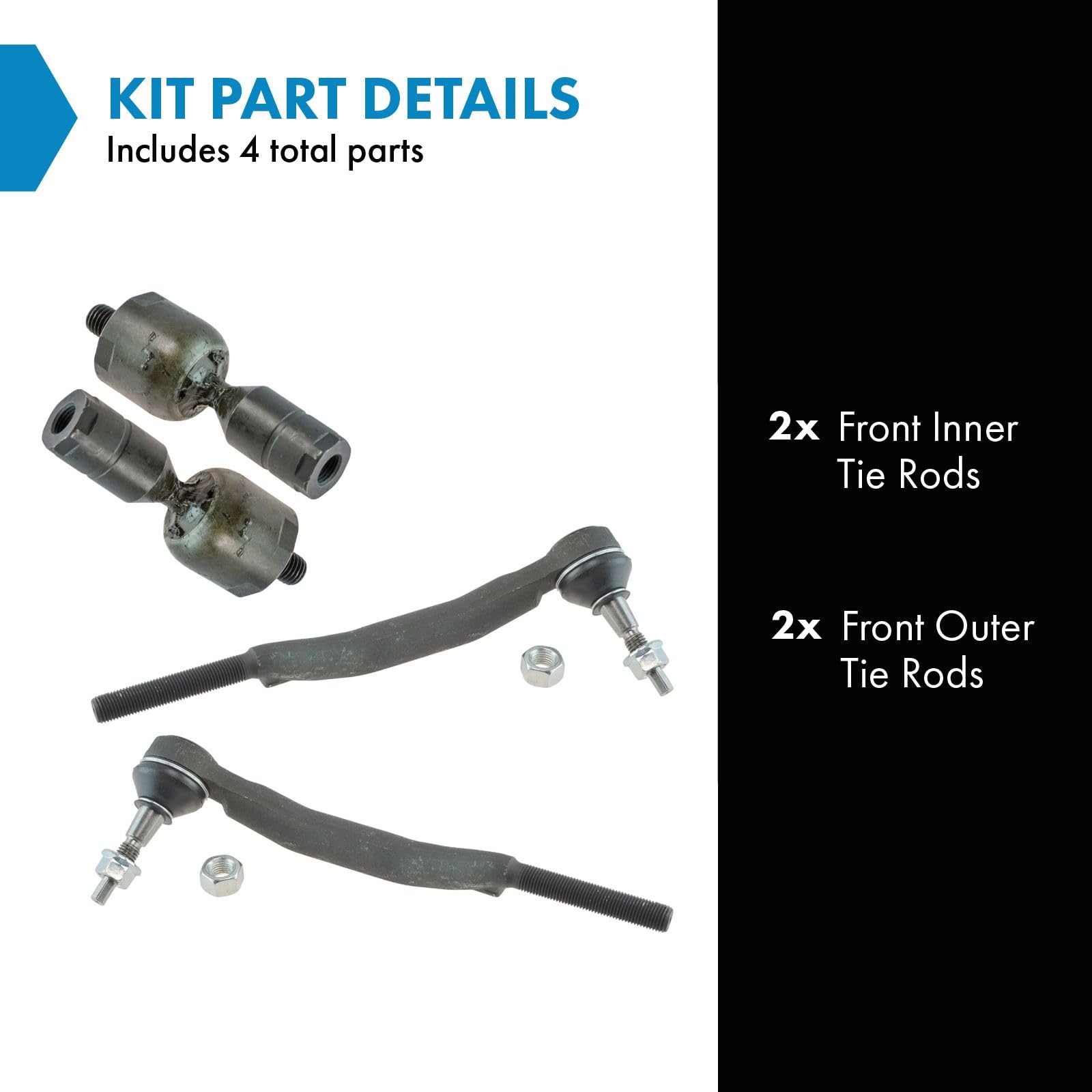 Trq Front Tie Rod Set Compatible With 2005-2011 Cadillac Sts
