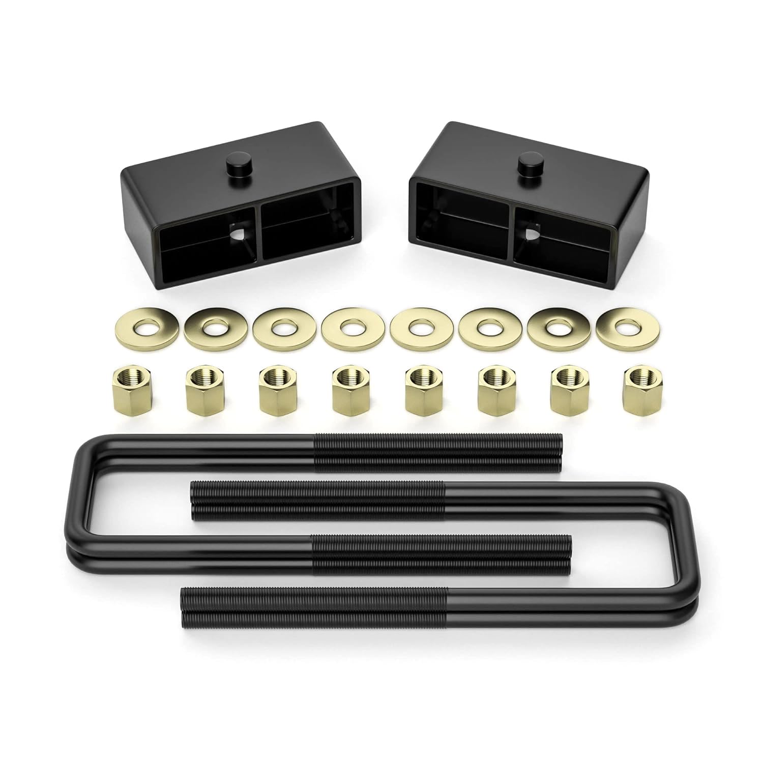 Flycle 2 Inch Rear Lift Blocks For Chevy Silverado 1500 Sierra 1500, 2'' Rear Leveling Kit Extended Square U-Bolts Compatible Wi