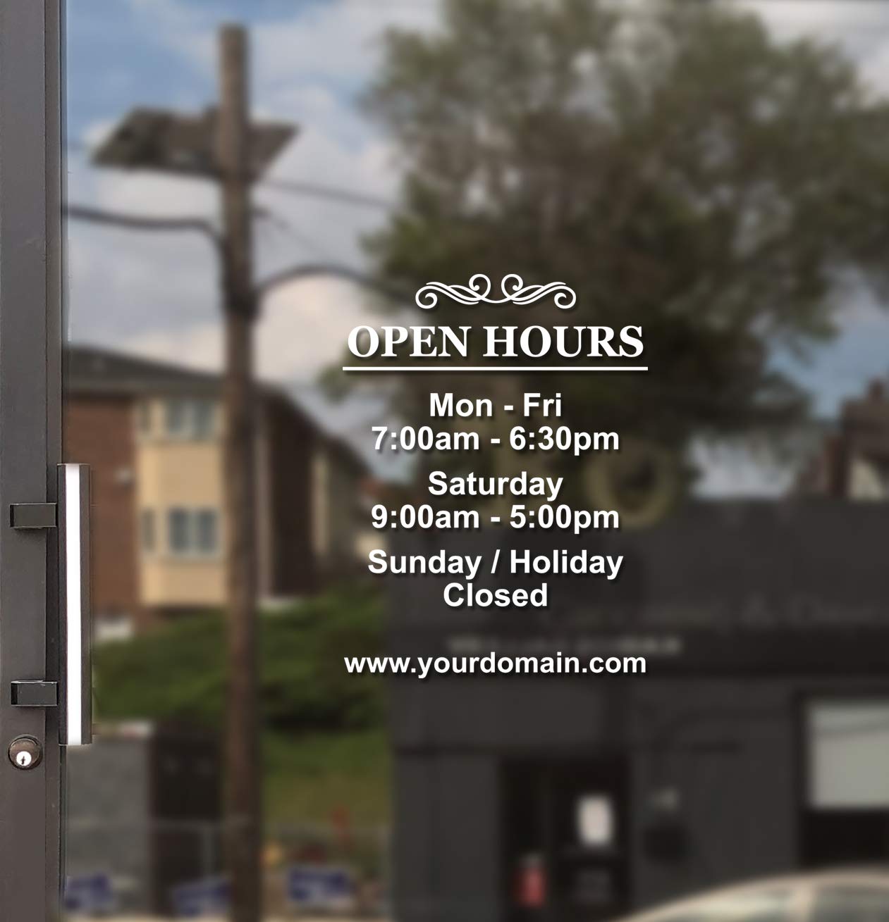 Business Hours Sign For Window - Free Squeegee - Easy Install Manual (Classic - Portrait)