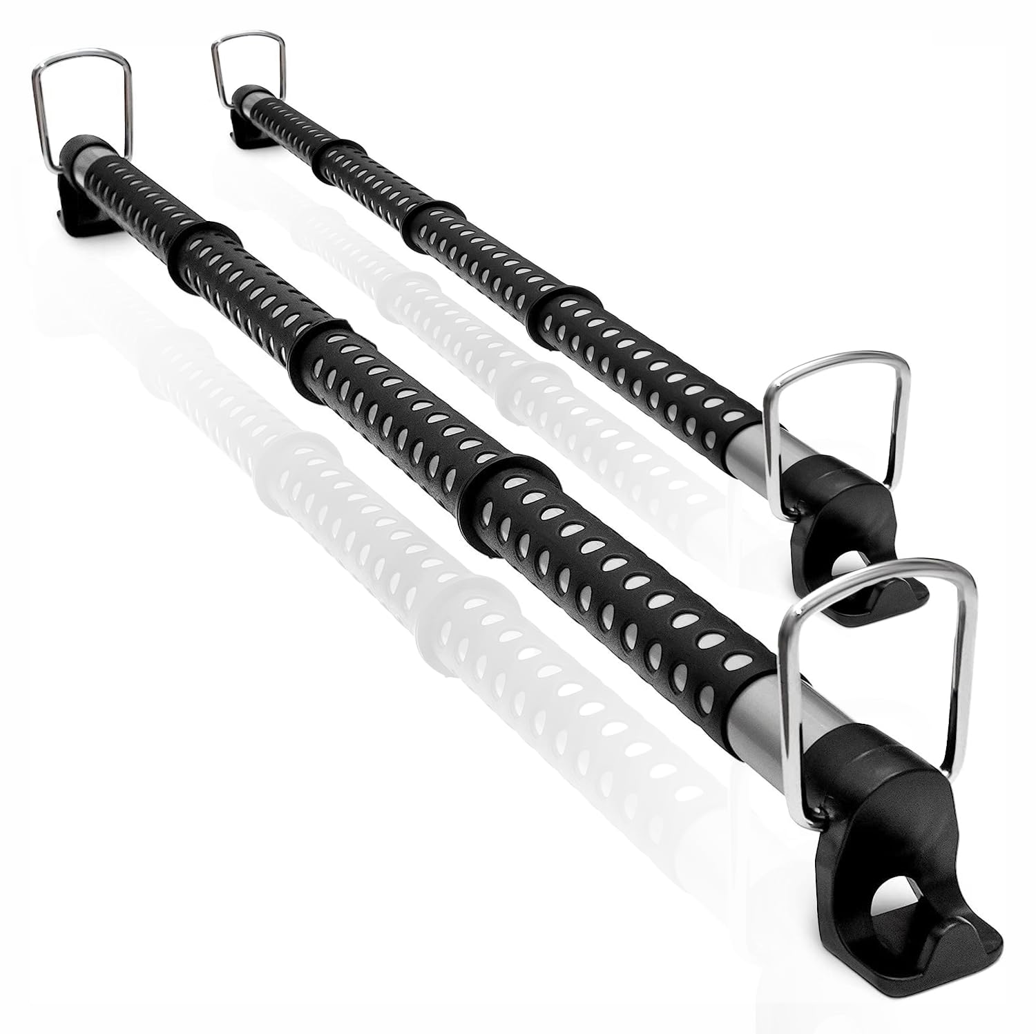 Zento Deals 2 Pack Of Heavy Duty Expandable Clothes Bars Car Hangers Rod- Convenient Classic Black Combines With Strong Metal An