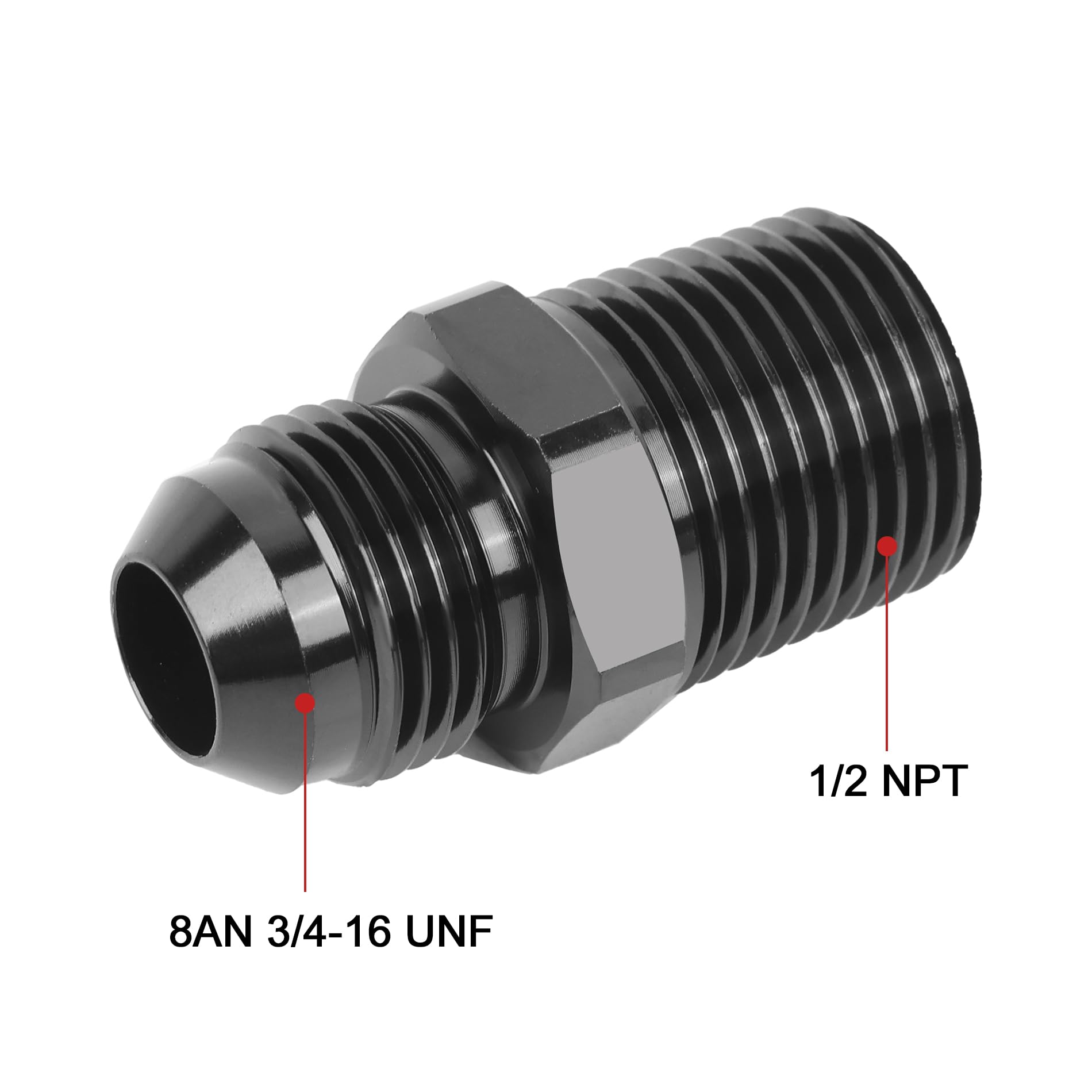 Evil Energy 8An Male Flare To 1/2'' Npt Pipe Fitting Adapter Straight Aluminum Black