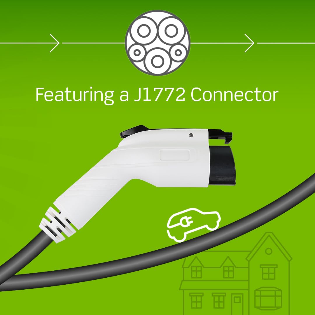 Leviton Level 2 Smart EV Charger with Wi-Fi, 40 Amp, 9.6kW Output, 25' Cable, NEMA 14-50P, Indoor/Outdoor Plug-In EV Charging St