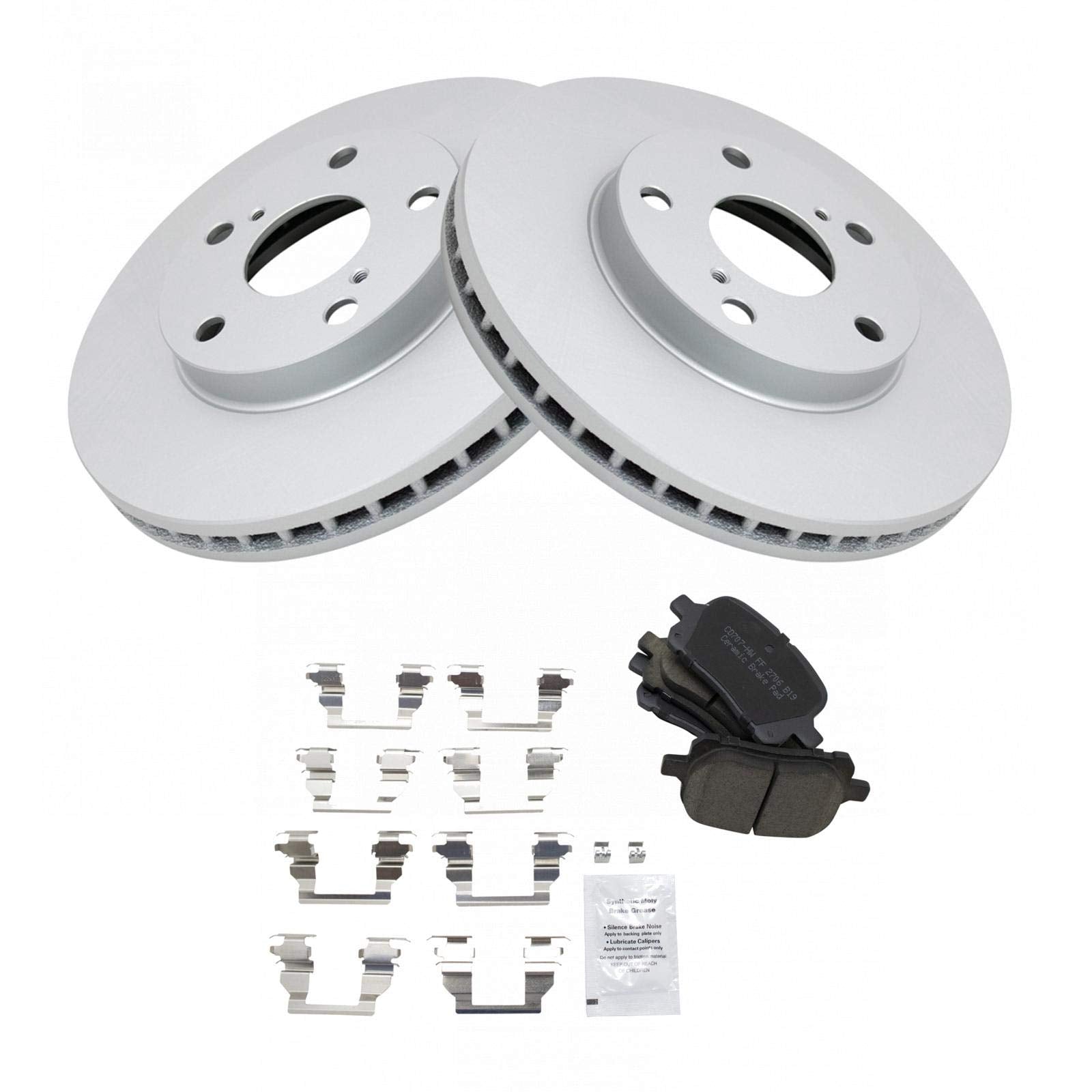 Trq Front Brake Pad & Rotor Kit Brake Pads Brake Rotor Ceramic Premium G-Coated Compatible With 1997-2001 Lexus Es300 1998-2004