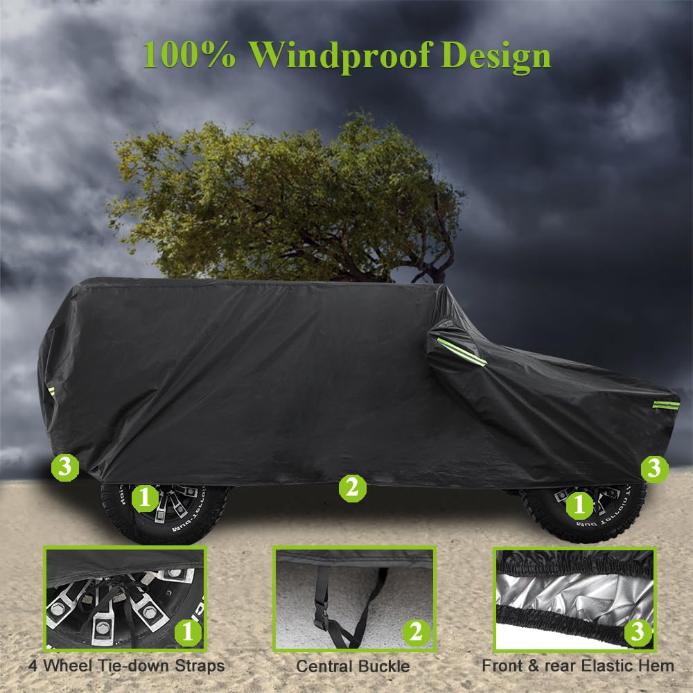 Morhept Waterproof Cover For Jeep Wrangler Jk Jl Cj Yj Tj 2 Door 1987-2023 Outdoor Sun Rain Wind Snow Protection Dustproof Covers With Driver Door Zipper Black
