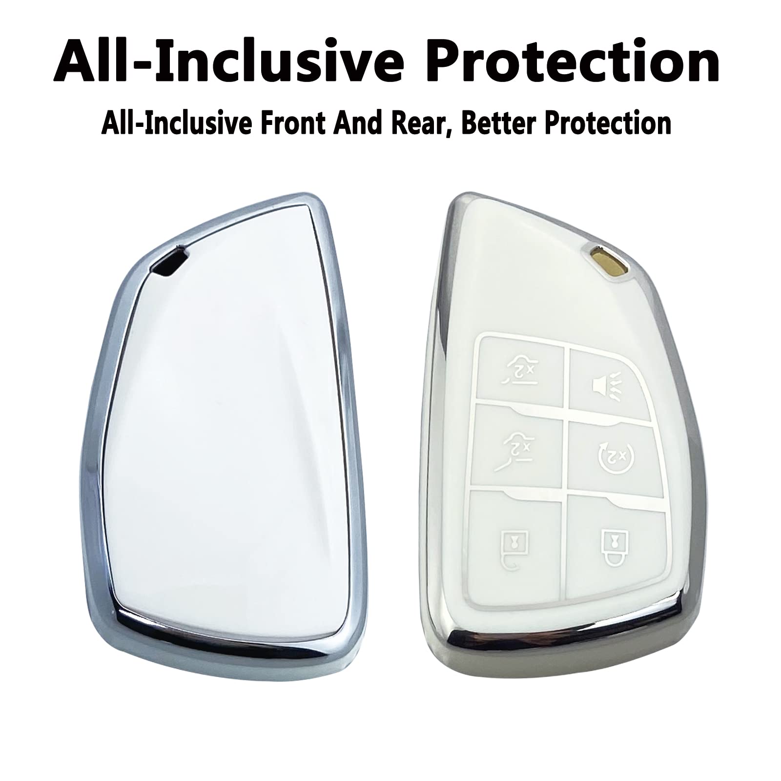 Yuebutor Key Fob Cover Case Compatible With Chevy 2021-2023 Suburban Tahoe Gmc Yukon Buick Encore Avenir Accessories Shell (White)