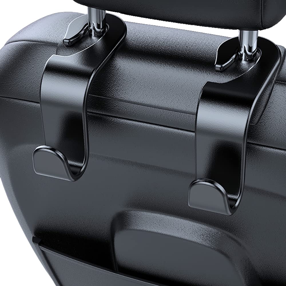 Wislter 4 Pack Car Seat Headrest Hook Car Purse Hook For All Vehicle Car Handbag Clothes Coats Grocery Bags, Black