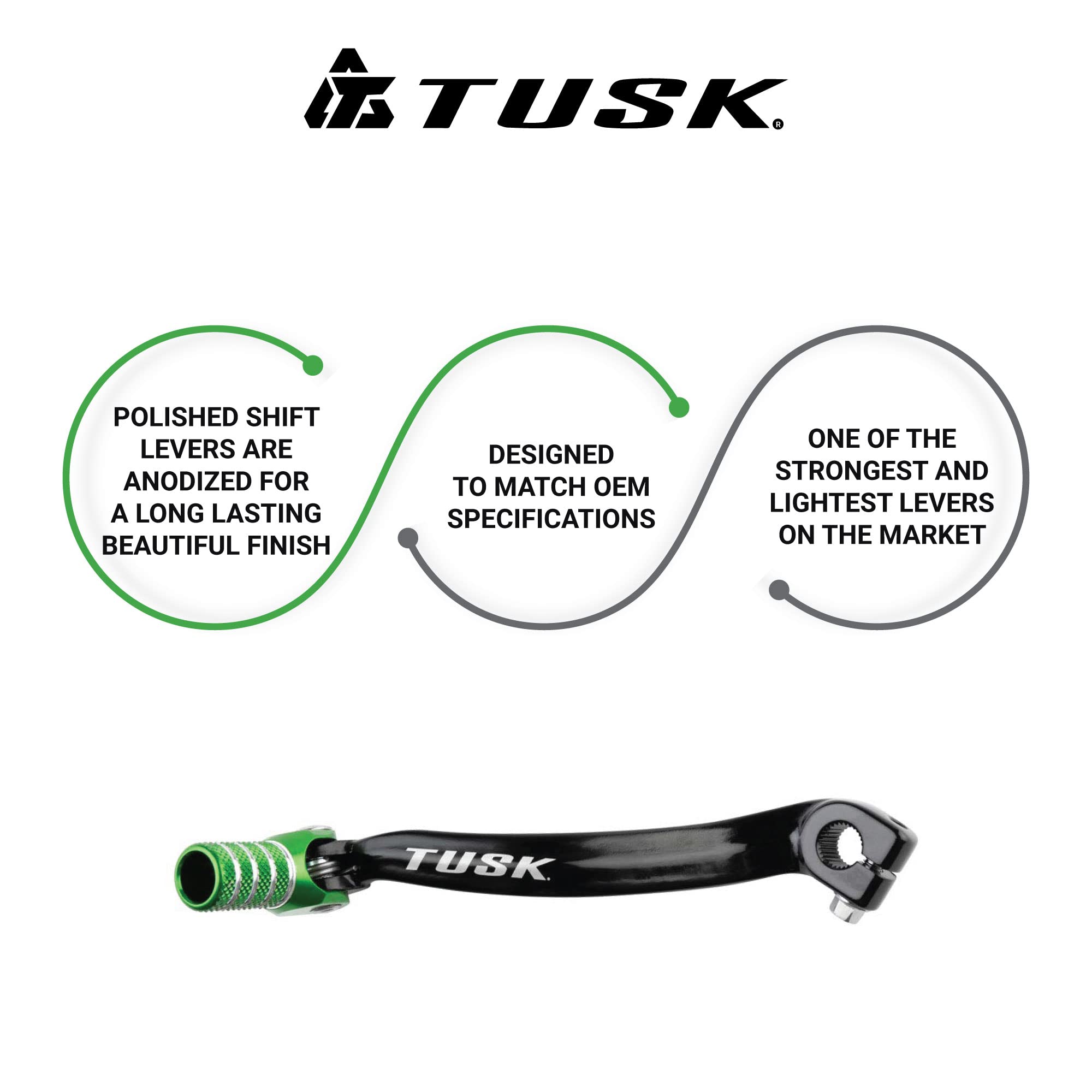 Tusk Folding Shift Lever Black/Green Tip For Kawasaki Kx450 X 2021-2022