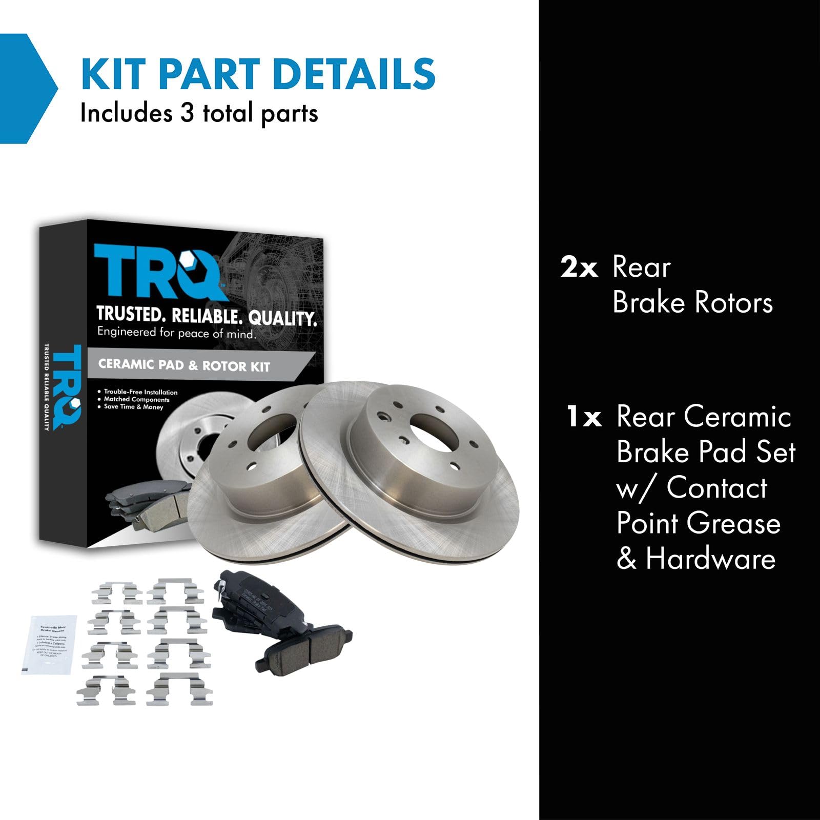 TRQ Brake Pad & Rotor Kit Set Rear Premium Posi Ceramic for Infiniti Nissan