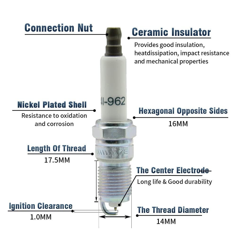 Spark Plugs and Wires for Chevy 5.3, Spark Plug 41-962 * 8 + Spark Plug Wires *8 9748HH 10.5mm (red) Fit for Chevrolet Silverado