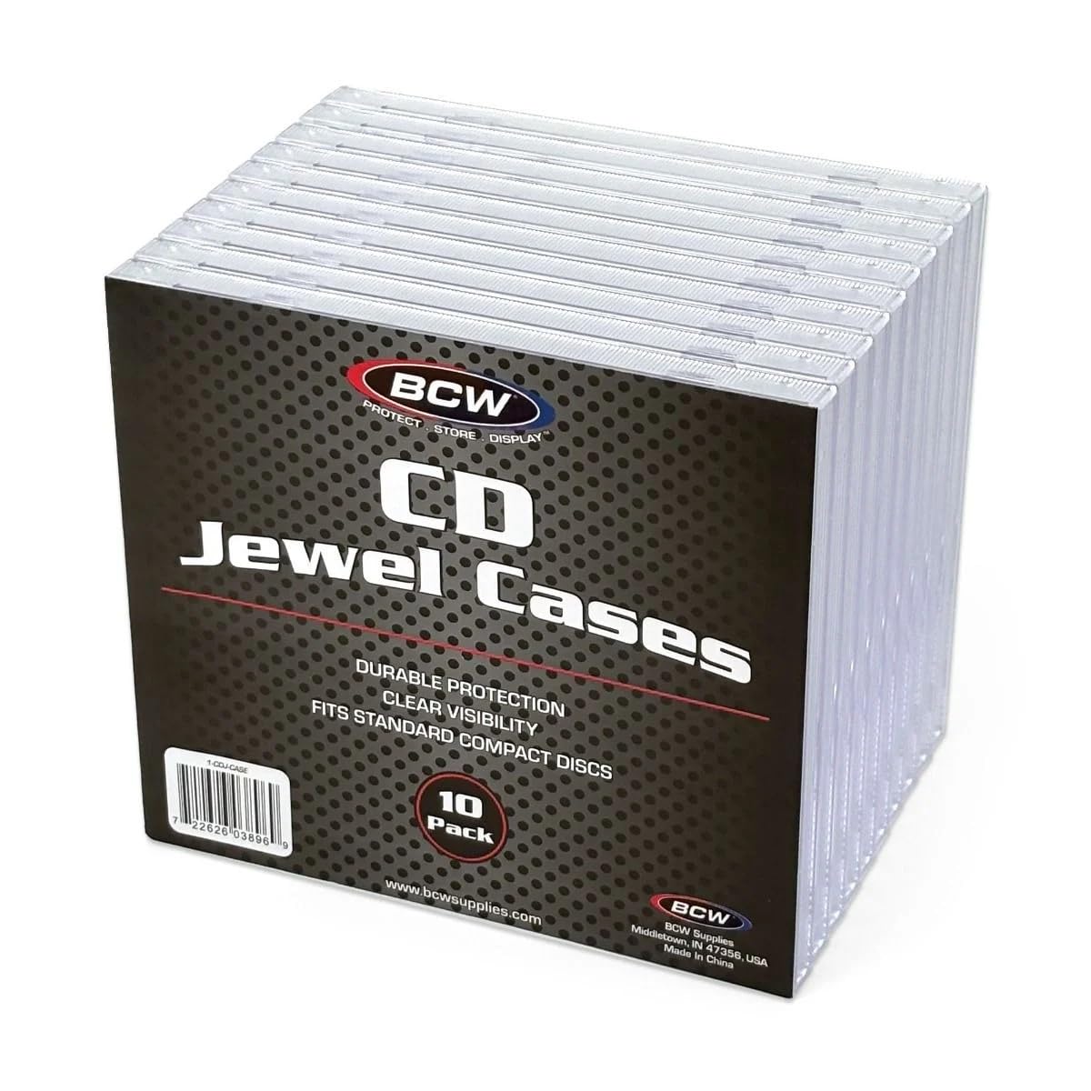 BCW CD Jewel Case 10 Pack | Single Case Protects CDs | Classic Design | Compact Storage | Standard Dimensions | Perfect for Coll