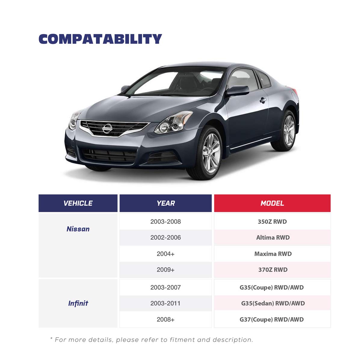 KSP Rear Camber Arms/kits, Adjustable Toe -2.00° to +2.00° Camber -3.00° to +3.00° Suspesnion Arm fits 350Z 370Z Altima G35 G37 Sedan Coupe, 2PC