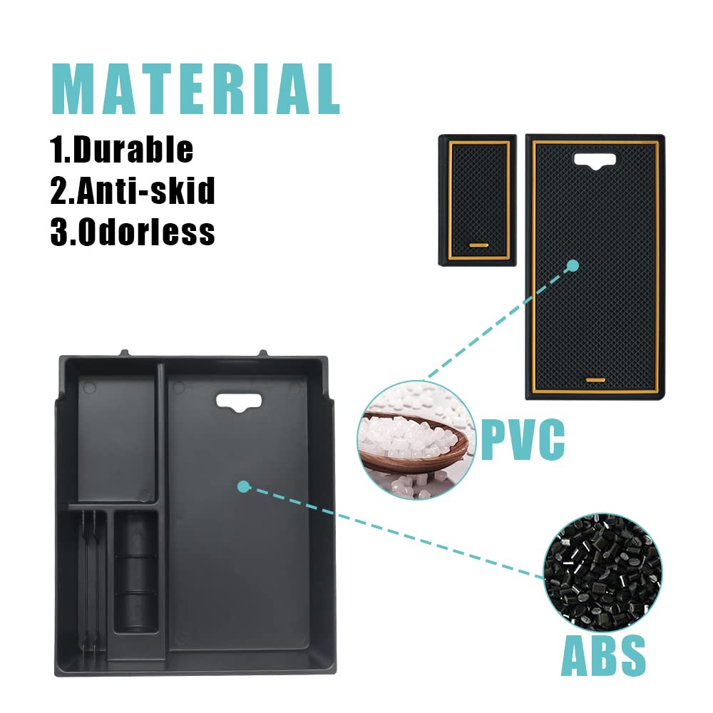 Bestevmod For Rivian R1T & R1S Accessories Center Console Organizer Tray Armrest Storage Box Abs Material With Pvc Trim Compatib