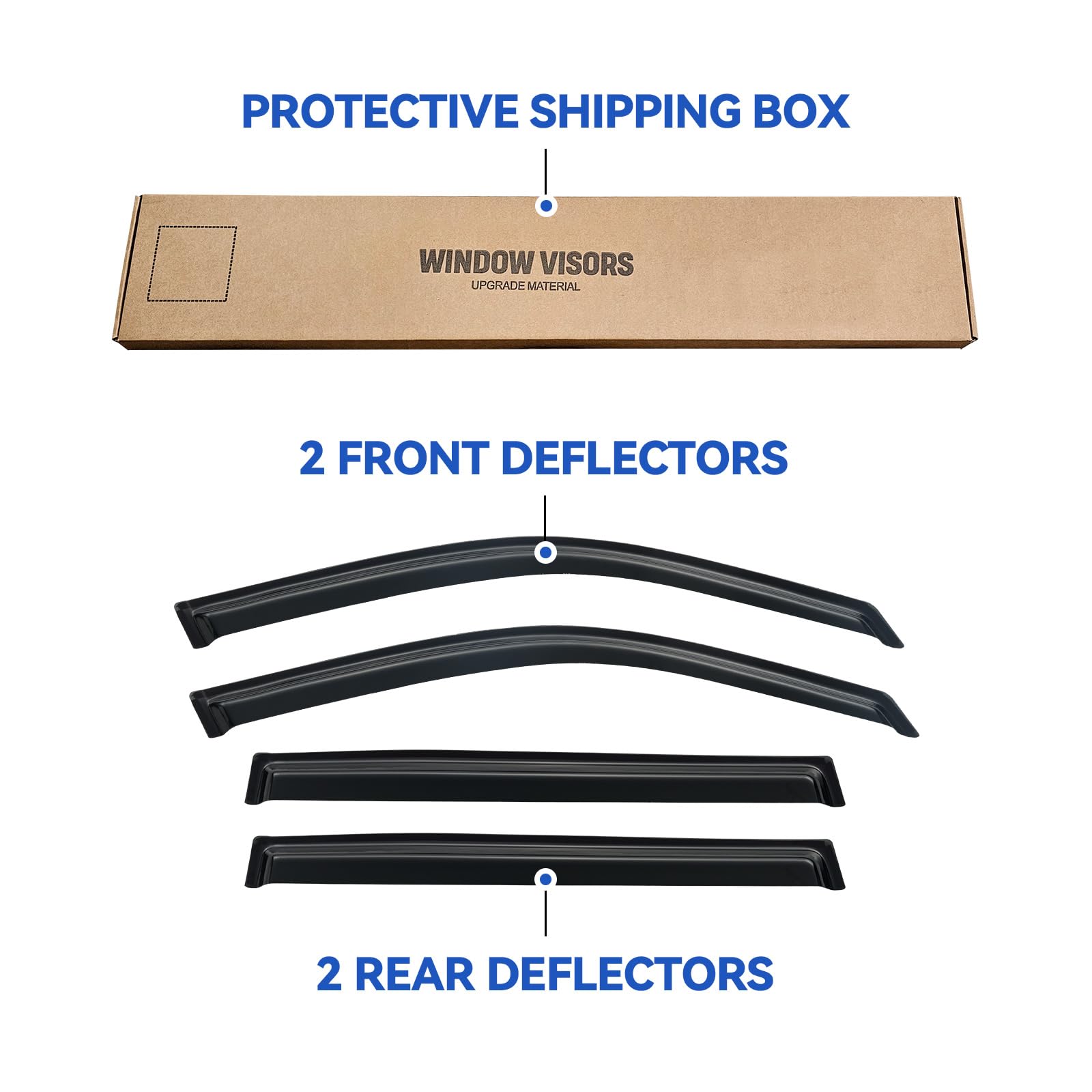 Window Visors Rain Guards Shield for 2003-2008 Honda Pilot, Out-Channel Window Vent Wind Deflectors Visors Shades for 03-08 Pilo
