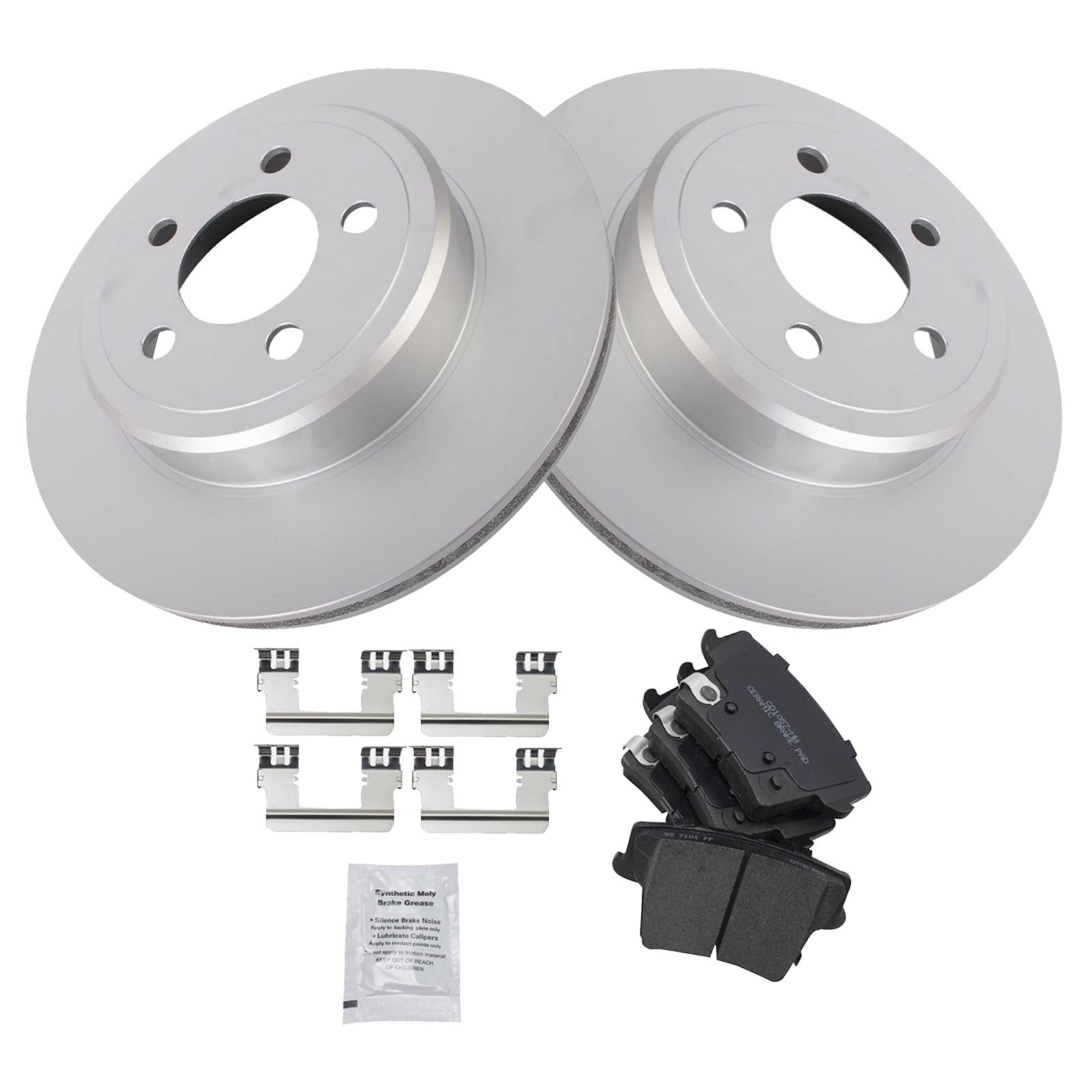 Trq Rear Brake Pad & Rotor Kit Brake Pads Brake Rotor Ceramic Premium G-Coated Compatible With 2005-2021 Chrysler 300 2009-2021