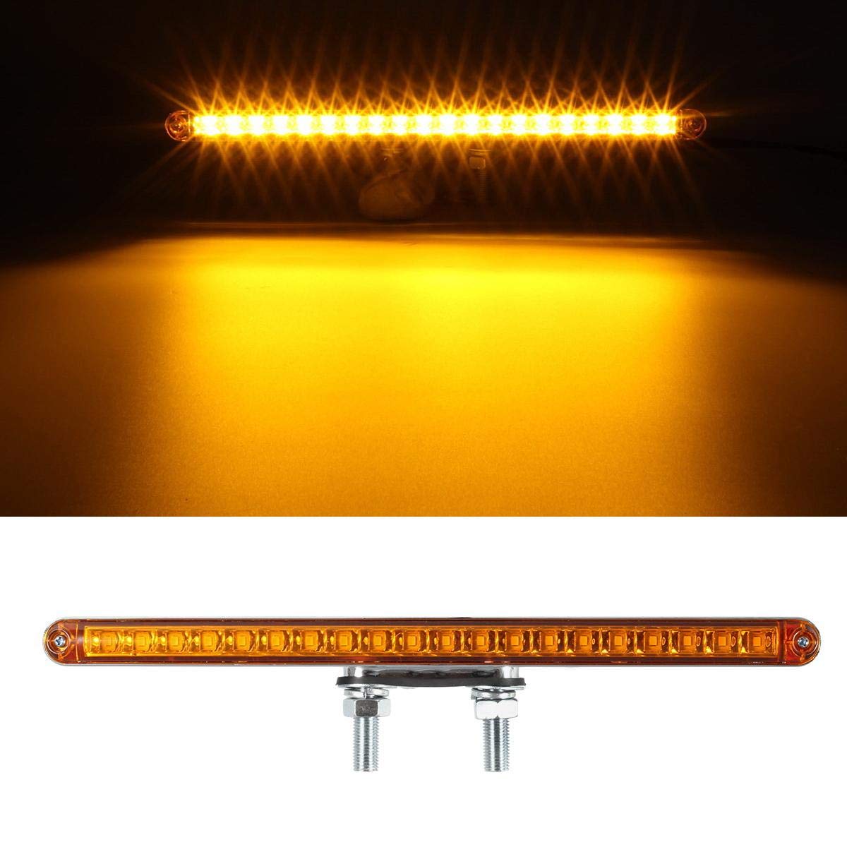 Partsam 2Pcs 12'' Red/Amber LED Combo Double Face Truck Semi Trailer Light Bars 20LED Waterproof with Double Studs Sealed Truck