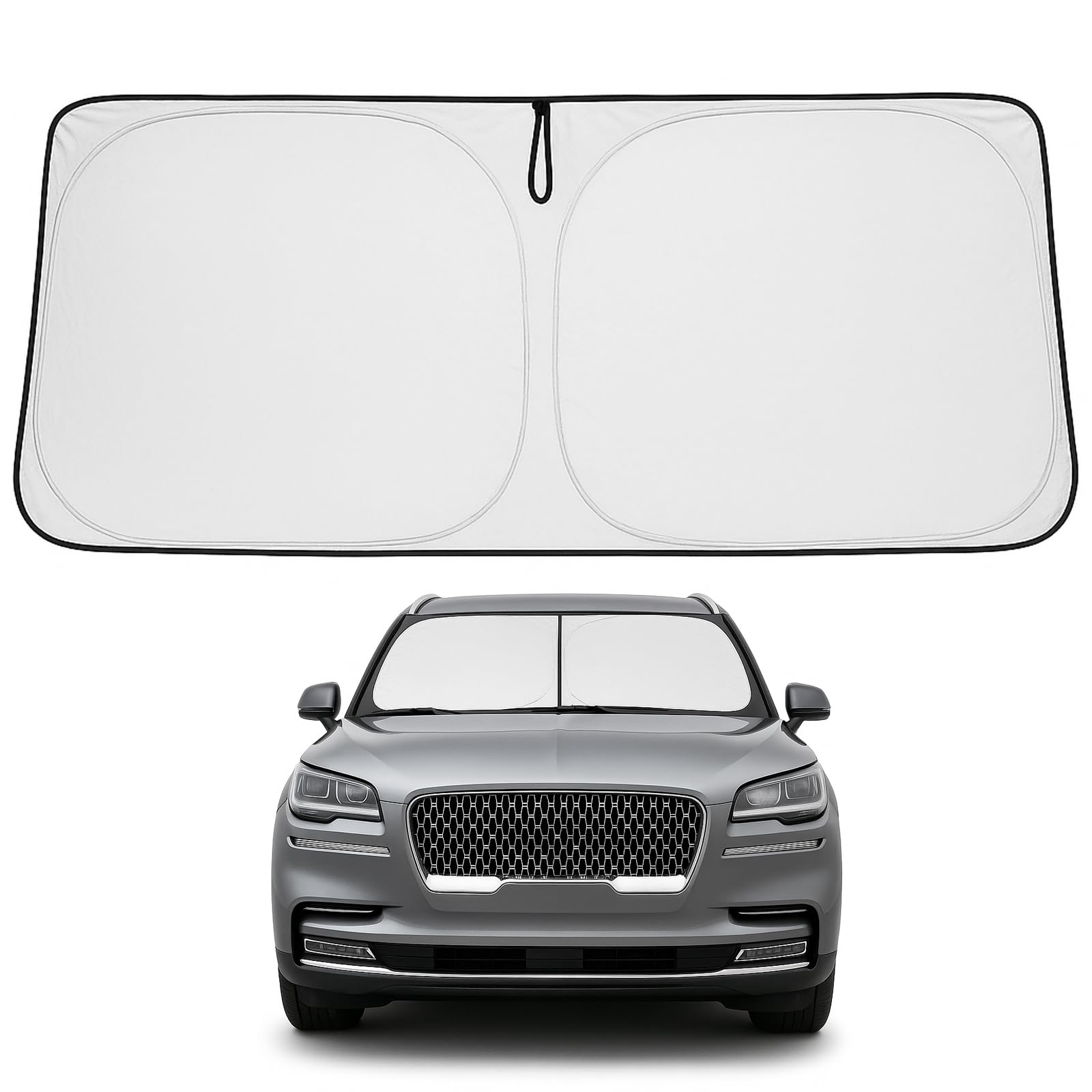Proadsy 2025 Upgrade Windshield Sun Shade Custom Fit Lincoln Aviator 2020-2025 4-Layer Foldable Front Sunshade Protector Sun Vis