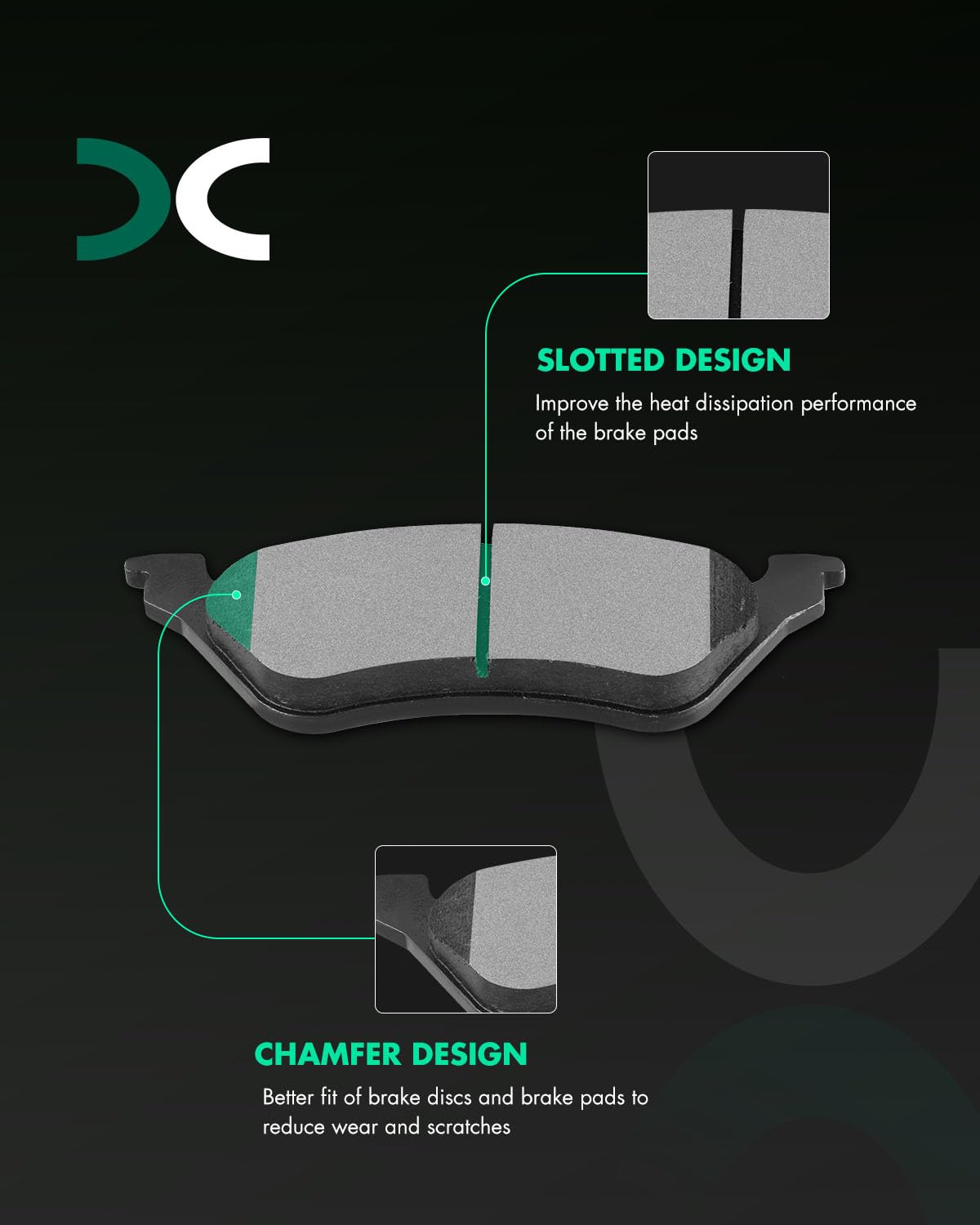 Scitoo D858 Rear Ceramic Brake Pads Sets Fit For Chrysler Town & Country 2001-2007,For Dodge Caravan 2001-2007,For Dodge Grand C