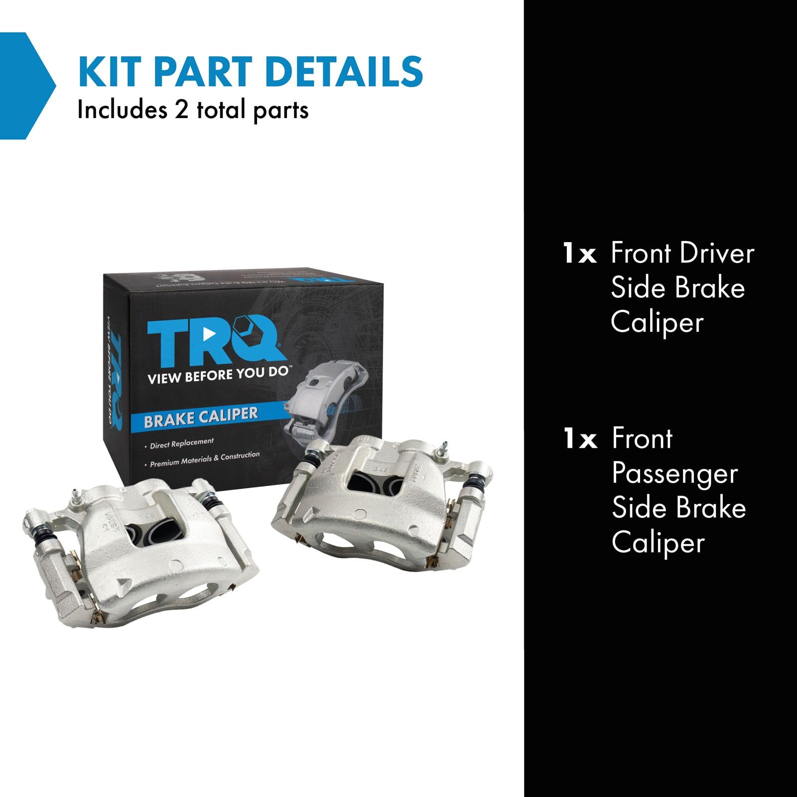 Trq Front Brake Caliper Set Compatible With 2015-2019 Ford Transit-150 Transit-250 Transit-350