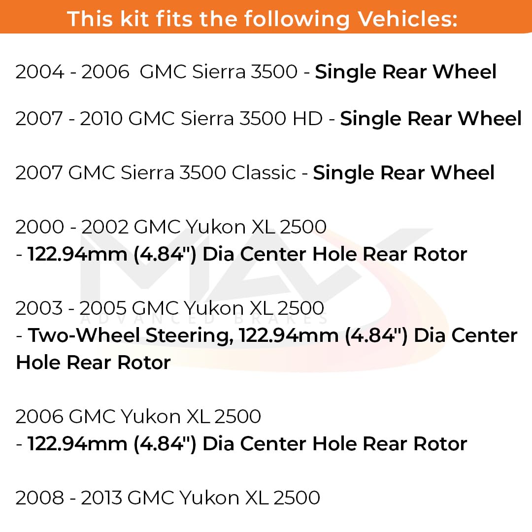 Max Advanced Brakes Rear Brake Kit Compatible With 2002-2006 Chevy Silverado Compatible With Gmc Sierra 2500 3500 Hd Replacement
