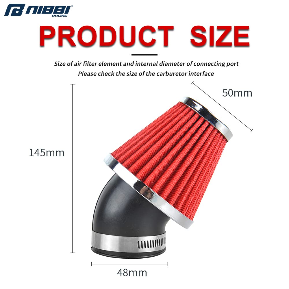 Nibbi Racing Parts High Performance Air Filter 48Mm Motorcycle Air Filter Replacement Air Filter Dirt Bike Air Filter Gy6 Scooter Air Filter (A3-48Mm)