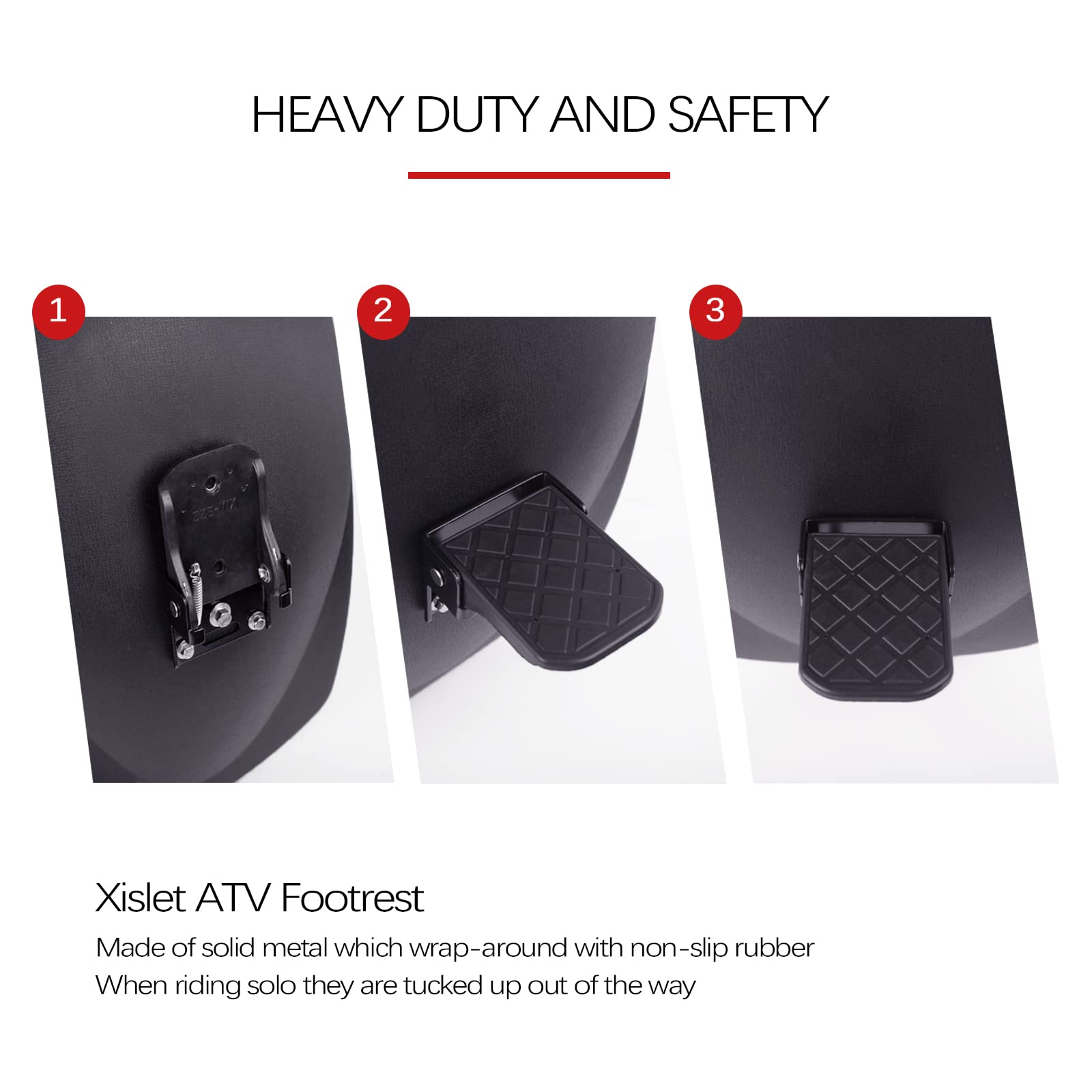 Xislet Pairs ATV Foot Rests for Four Wheeler Rear Passenger Foot Peg Universal Compatible with ATV Such as Polaris Sportsman Scr