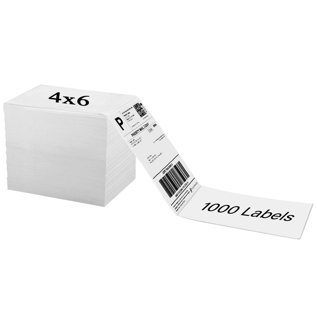 Oaustect 4X6 Shipping Label 1000 Fanfold Labels For Rollo, Zebra Direct Thermal Printer, With Perforations