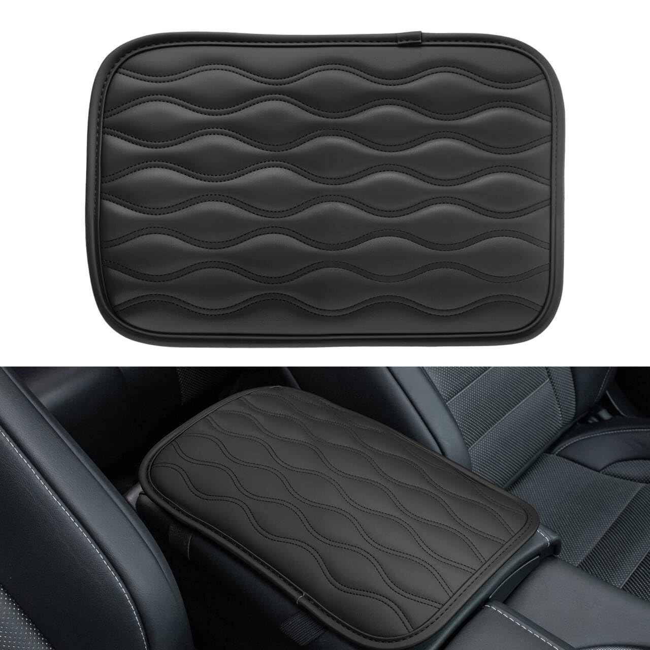 Amiss Auto Center Console Pad, Universal Waterproof Armrest Seat Box Cover, Car Interior Accessories, Leather Auto Armrest Cover