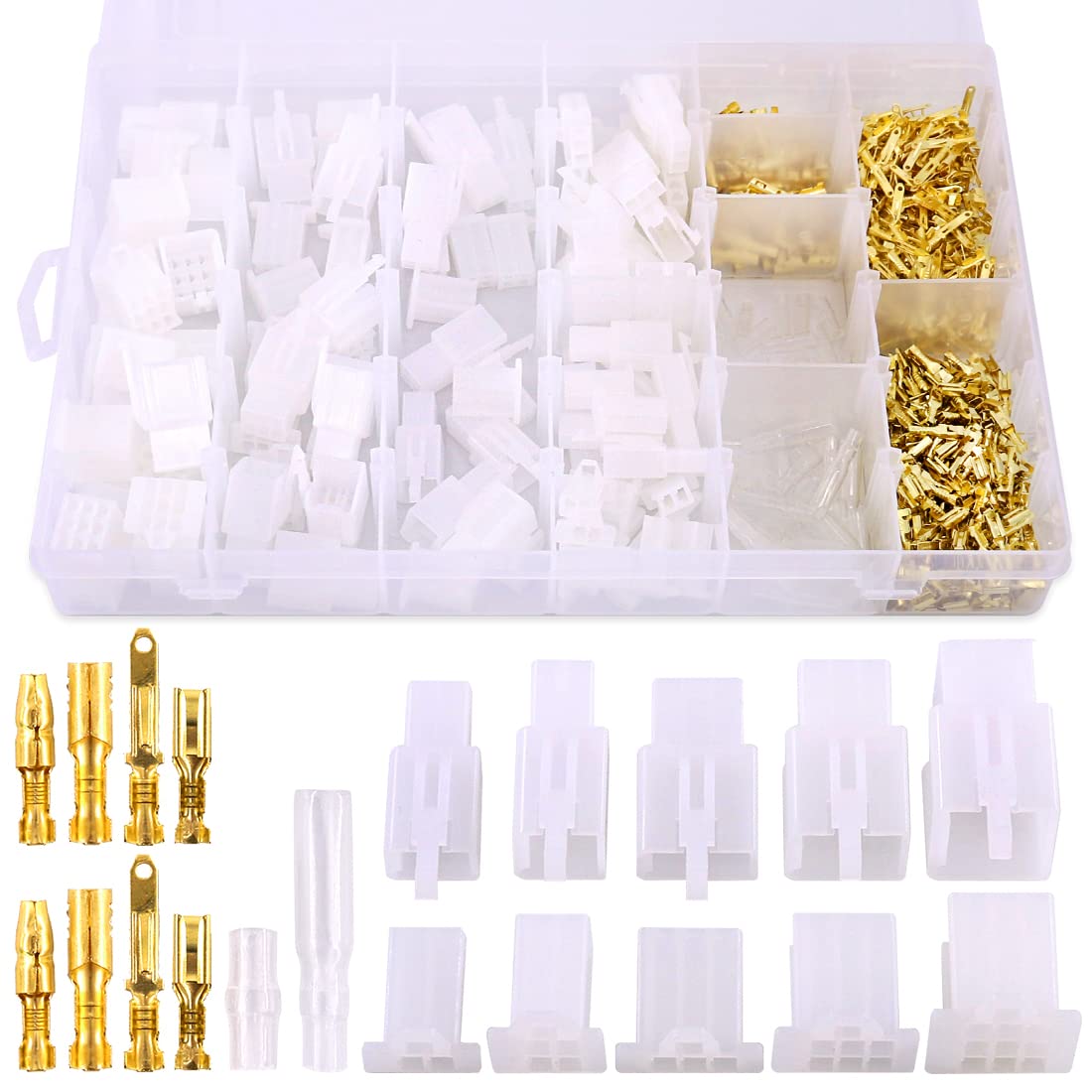 Glarks 700Pcs 2.8mm 2 3 4 6 9 Pin Plug Housing Pin Header Crimp Electrical Wire Terminals Connector and 30 Sets 4mm Car Motorcyc