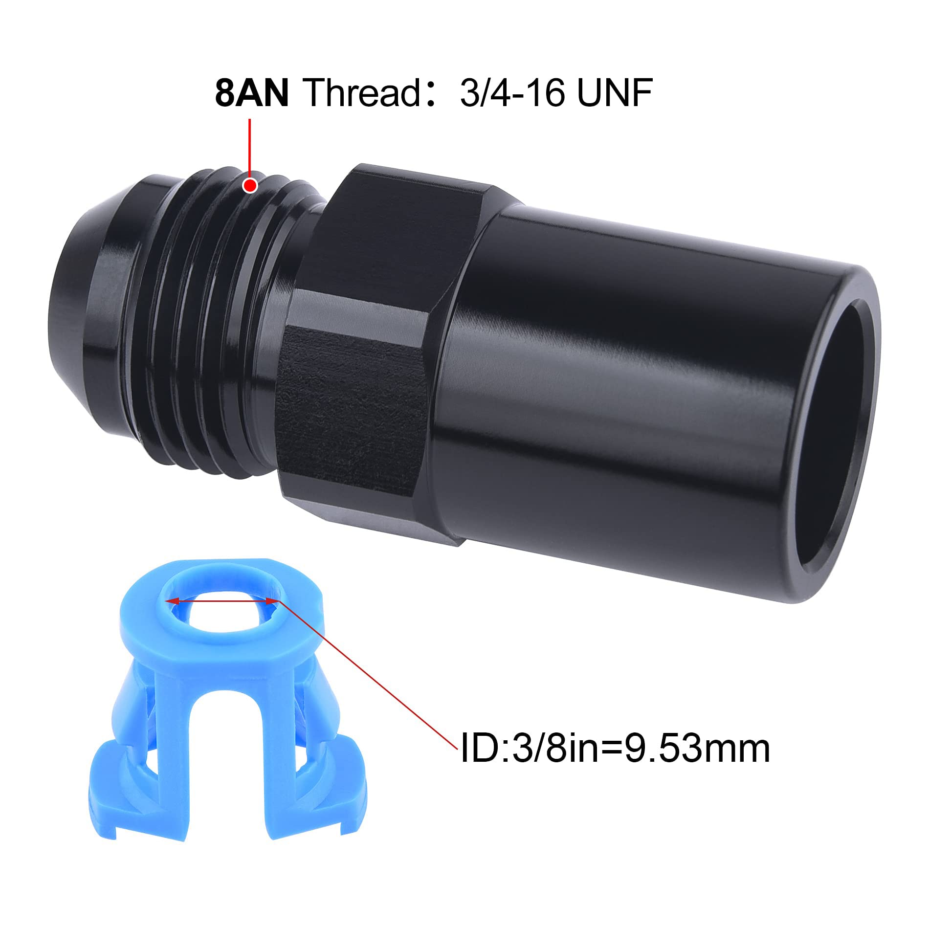 Evil Energy 8An Male To 3/8'' Sae Quick-Disconnect Female Push-On Efi Fuel Rail Fitting