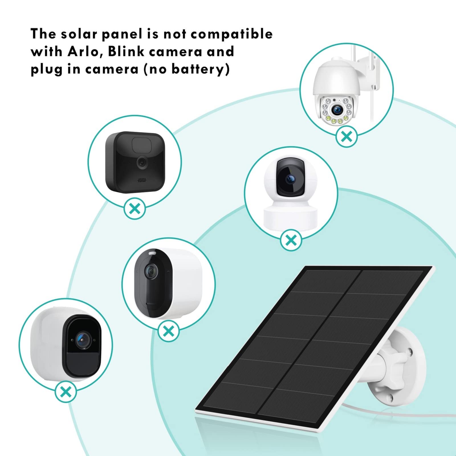 Solar Panel For Security Camera, 5W Usb Solar Panel Compatible With Rechargeable Battery Camera, Camera Solar Panel With Ip65 Waterproof, Adjustable Bracket, 9.8Ft Cable(2 Pack)