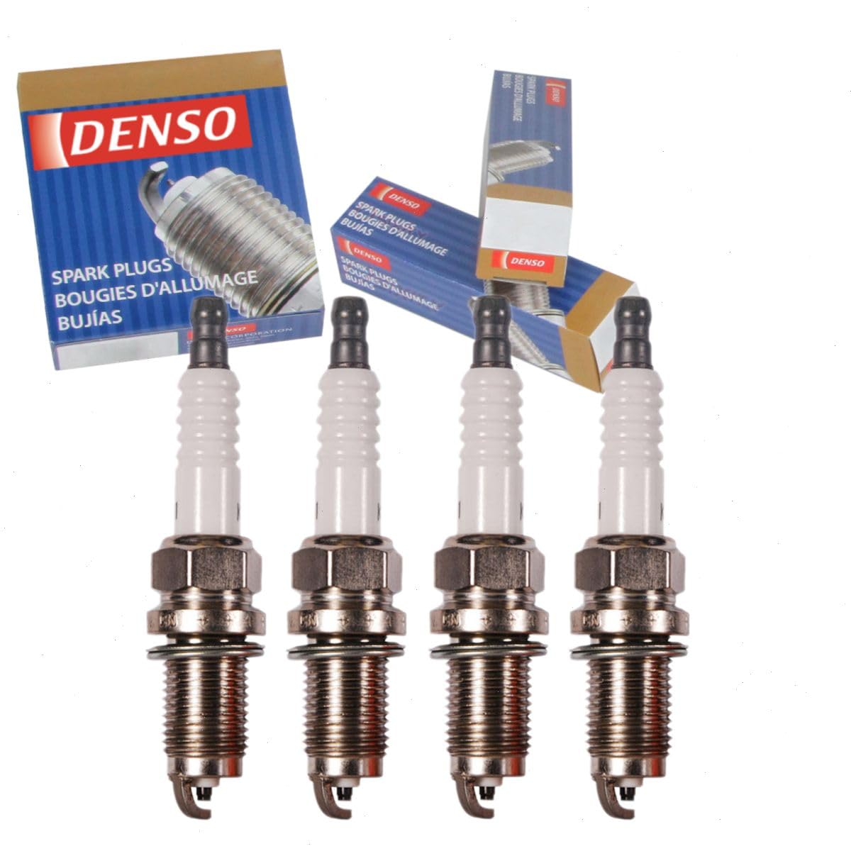 4 pc DENSO Standard Spark Plugs compatible with Honda Civic 1.8L 2.0L L4 2002-2011