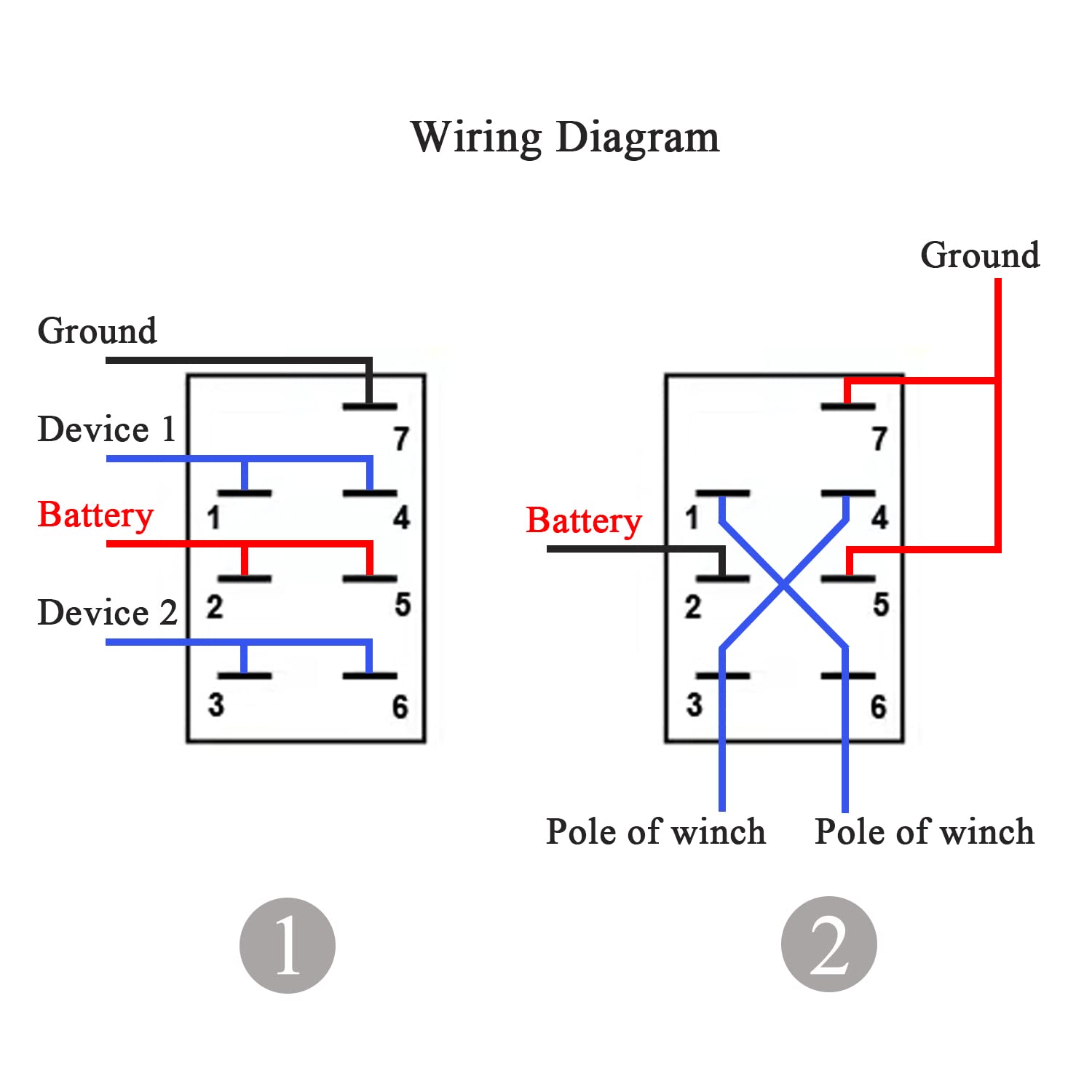 Bacautoparts 12V 24V Red Led Up Down Momentary Rocker Switch With Wires 7P (On)-Off-(On) Arrows Mom Switches For Car Boat Dump Trailer Camper Polaris Ranger Rzr Utv Atv Sxs