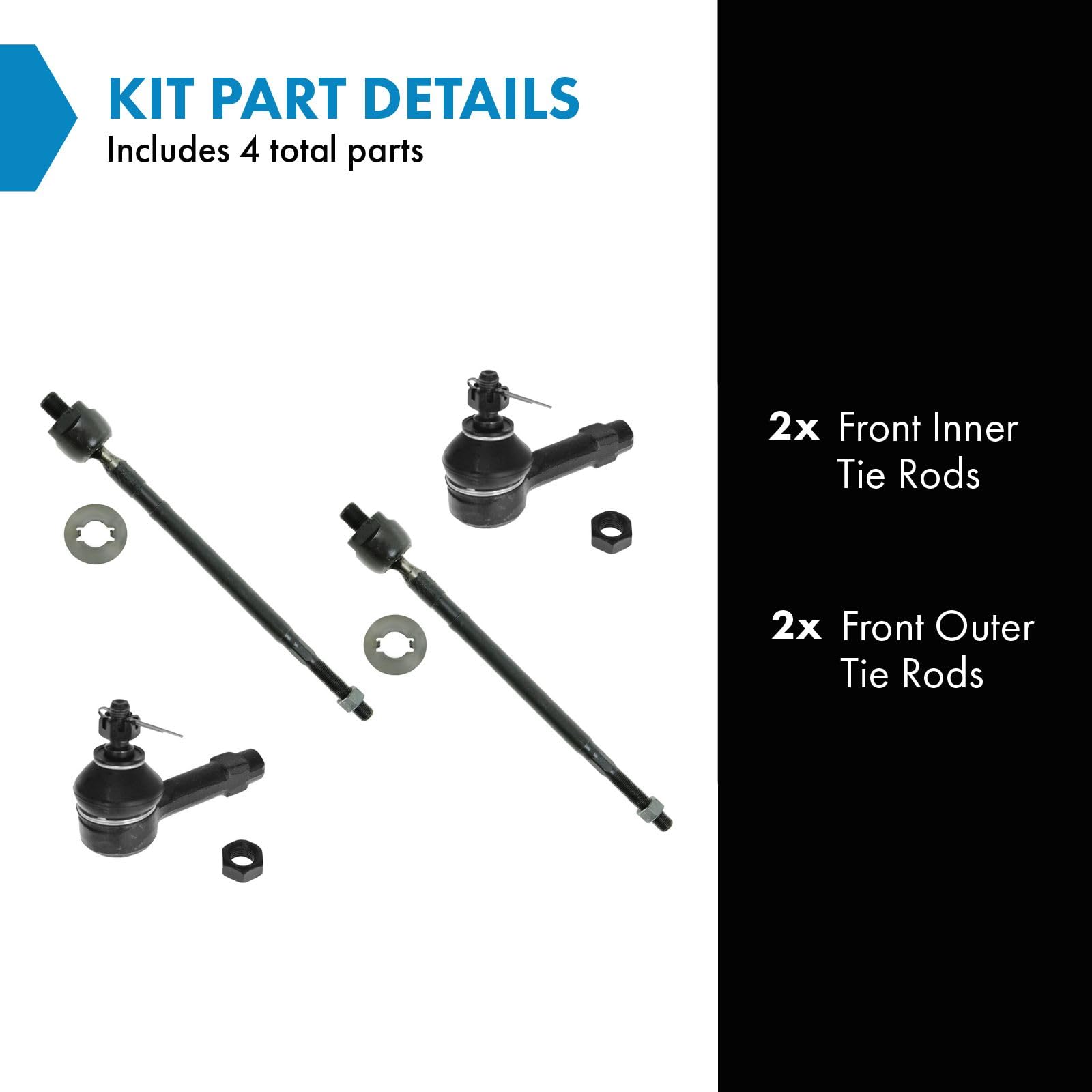 Trq Front Tie Rod Set Compatible With 2002-2007 Mitsubishi Lancer