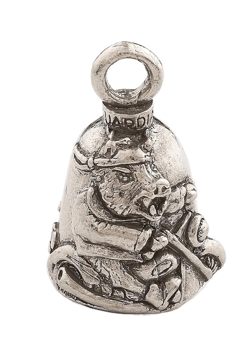 Guardian Bell Wild Hog Good Luck Bell W/Keyring & Black Velvet Gift Bag | Motorcycle Bell | Lead-Free Pewter | Good Luck Gift