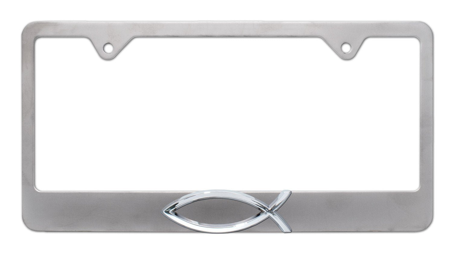 Christian Fish Brushed License Plate Frame