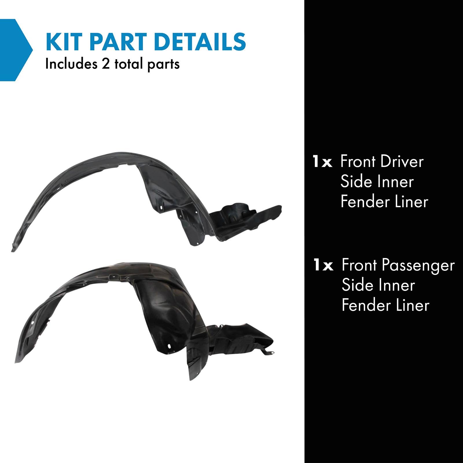 Trq Front Inner Fender Liner Set Compatible With 2004-2005 Subaru Impreza Su1250100 Su1251100