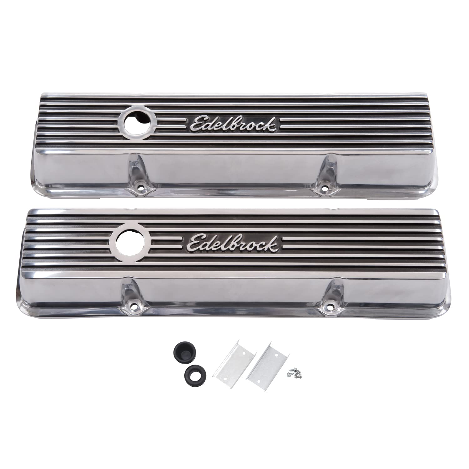 Edelbrock 4263 Elite Ii Valve Covers For Chevy 262-400 V8 1959-86 Aluminum Finned